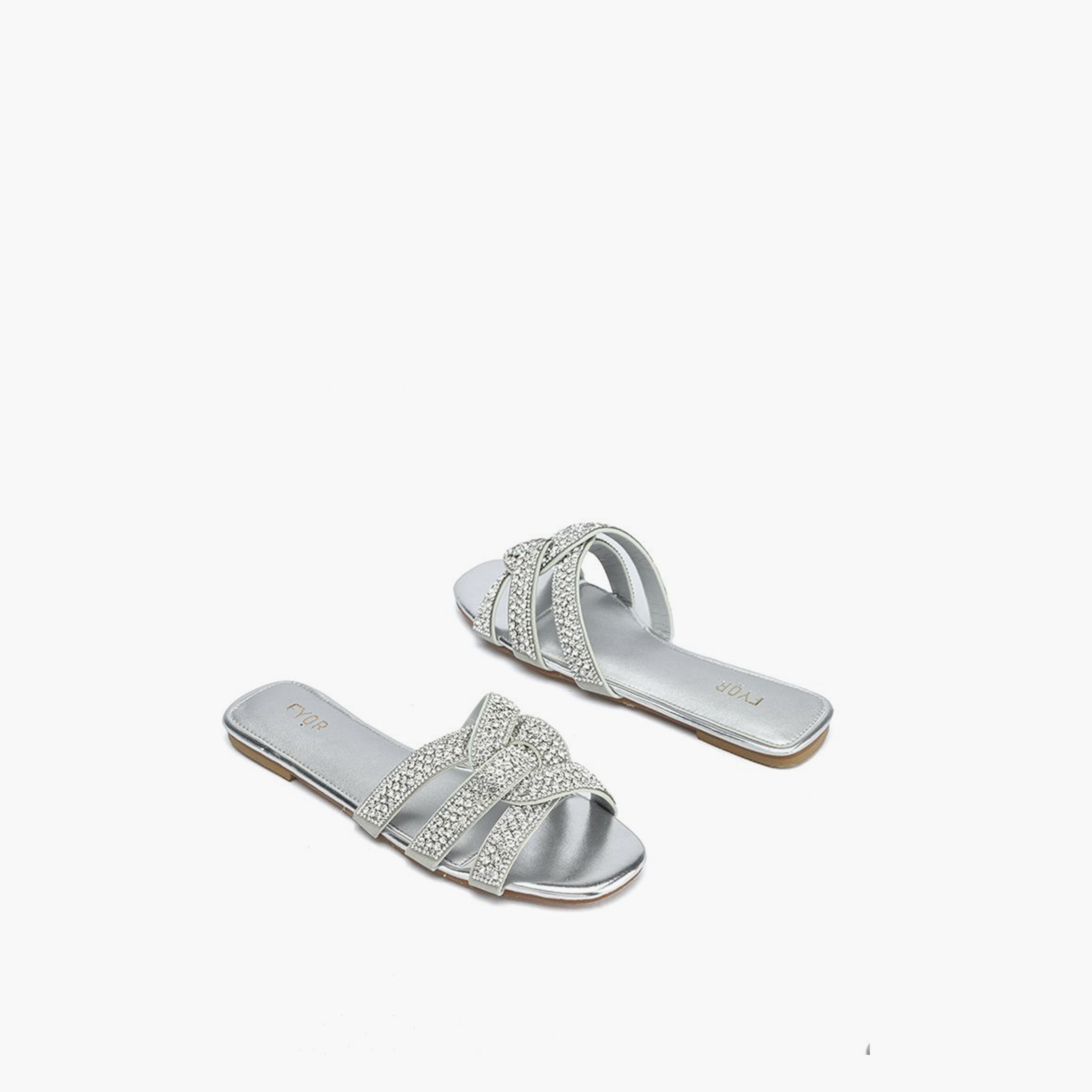 FYOR Slip-On Flat Women Crystal Embellished Sandals | MY 341-women-shoes-sandals-flats-image-3