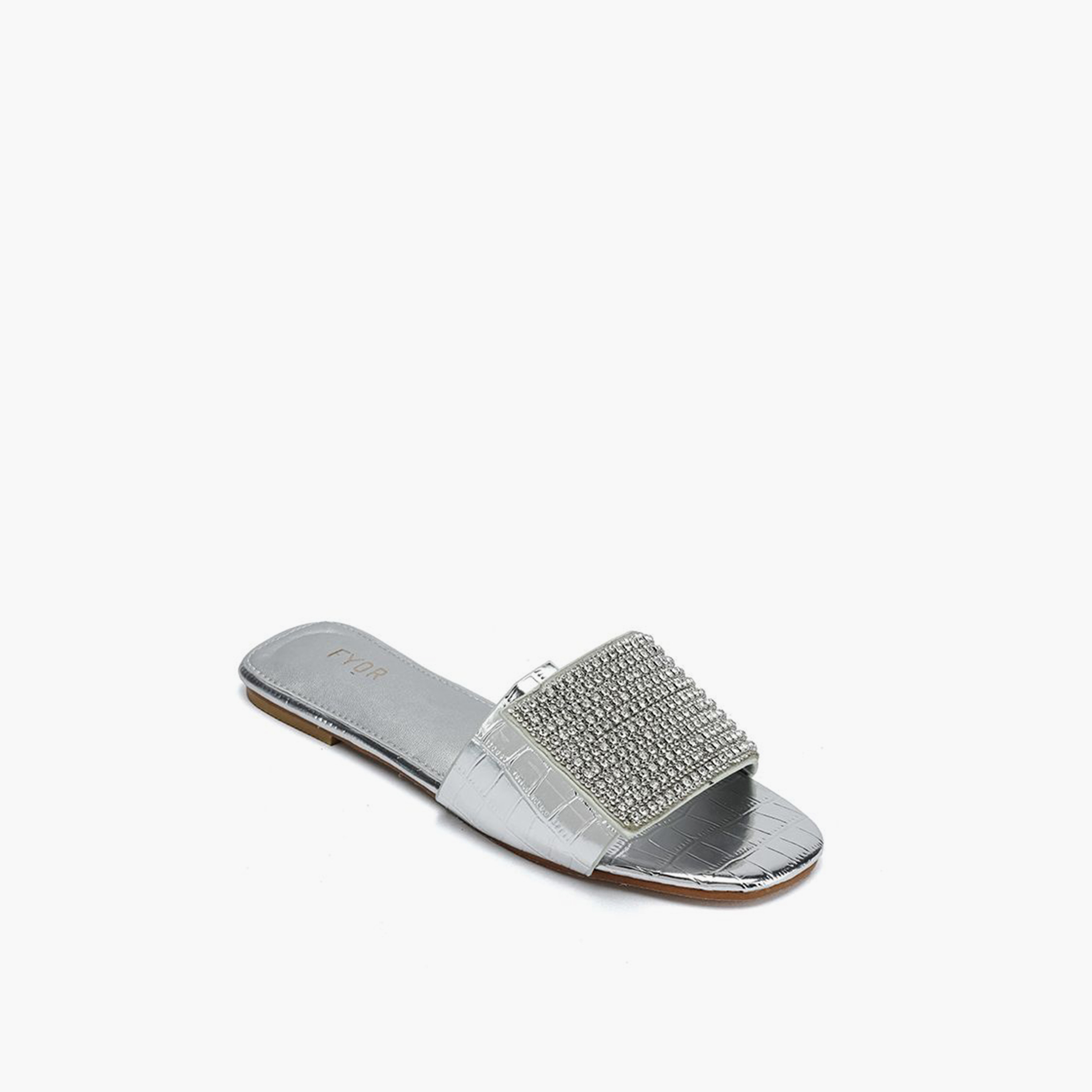 FYOR Slip-On Flat Women Crystal Embellished Sandals | MY 342-women-shoes-sandals-flats-image-2