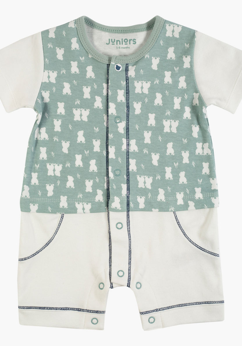 Juniors Printed Romper with Short Sleeves-Rompers%2C Dungarees and Jumpsuits-image-0