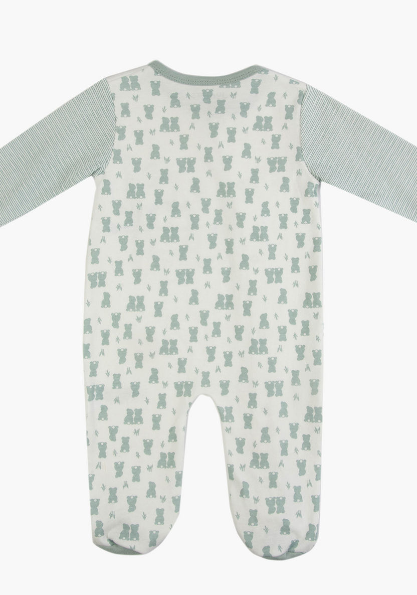 Juniors Embroidered Detail Closed Feet Sleepsuit with Long Sleeves-Sleepsuits-image-2