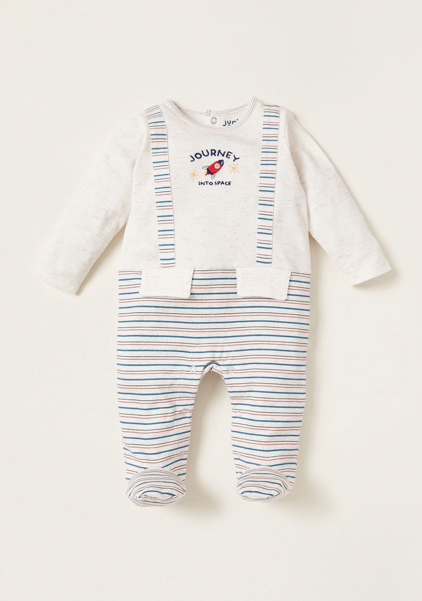 Juniors Graphic Print Closed Feet Sleepsuit with Long Sleeves-Sleepsuits-image-0
