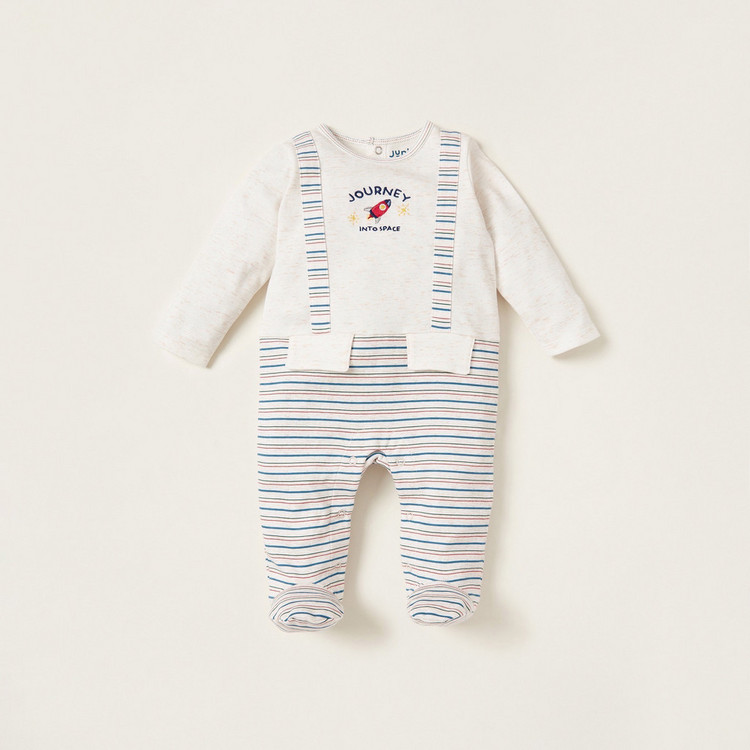 Juniors Graphic Print Closed Feet Sleepsuit with Long Sleeves