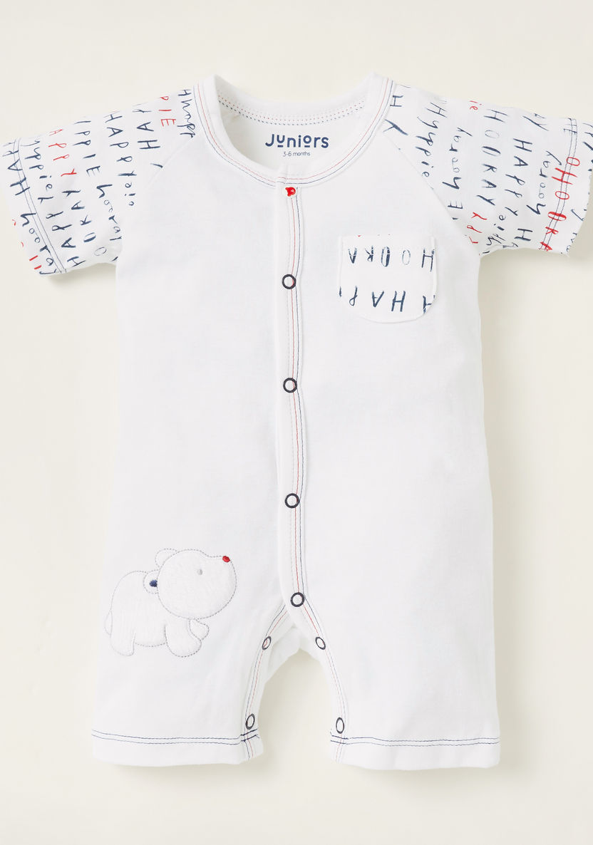 Juniors Printed Romper with Short Sleeves and Snap Button Closure-Rompers%2C Dungarees and Jumpsuits-image-0