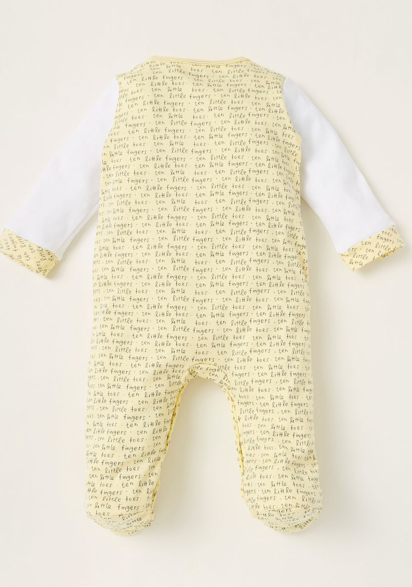 Juniors Text Print Closed Feet Sleepsuit with Press Button Closure-Sleepsuits-image-3