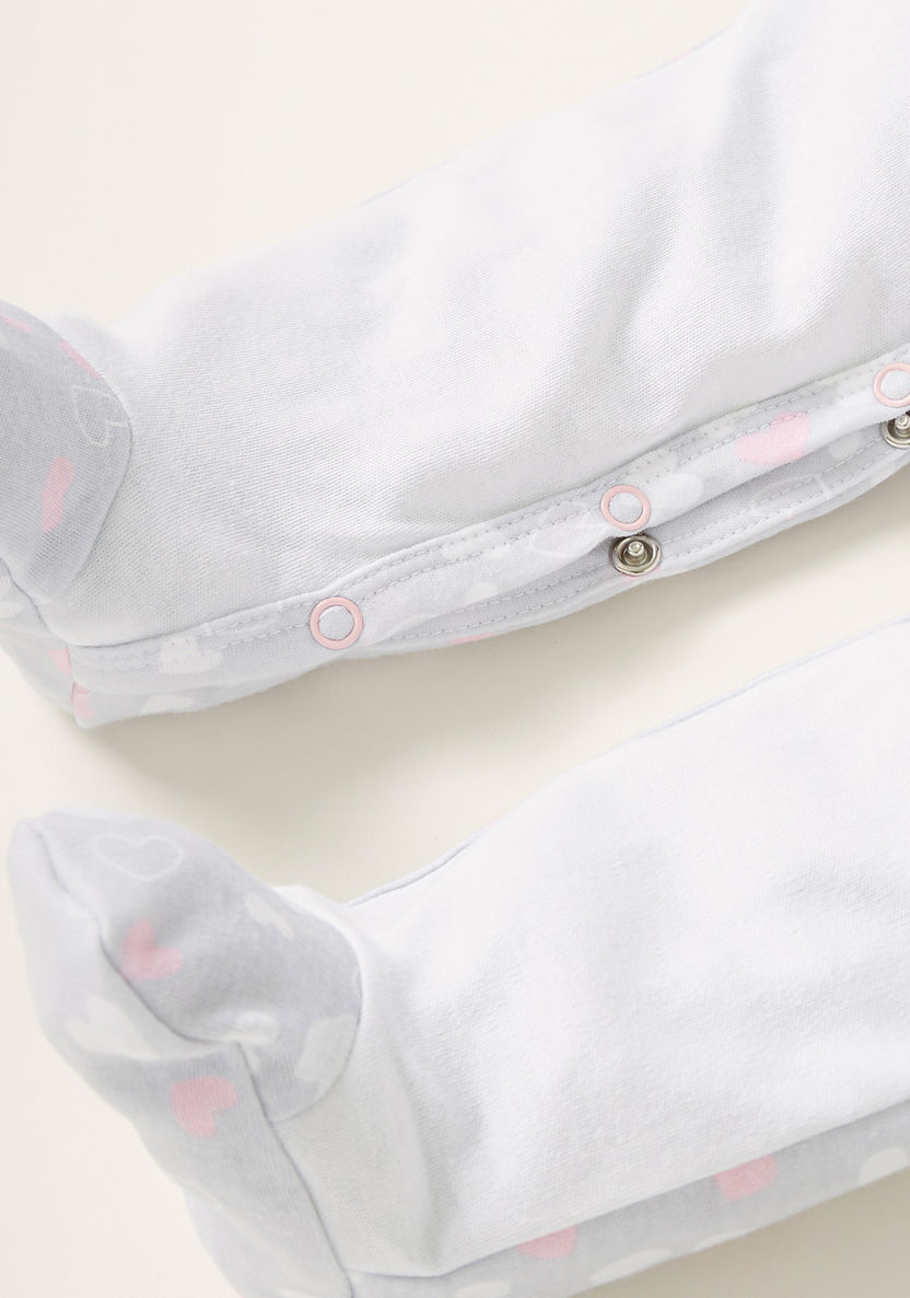 Juniors Heart Print Closed Feet Sleepsuit with Long Sleeves-Sleepsuits-image-2