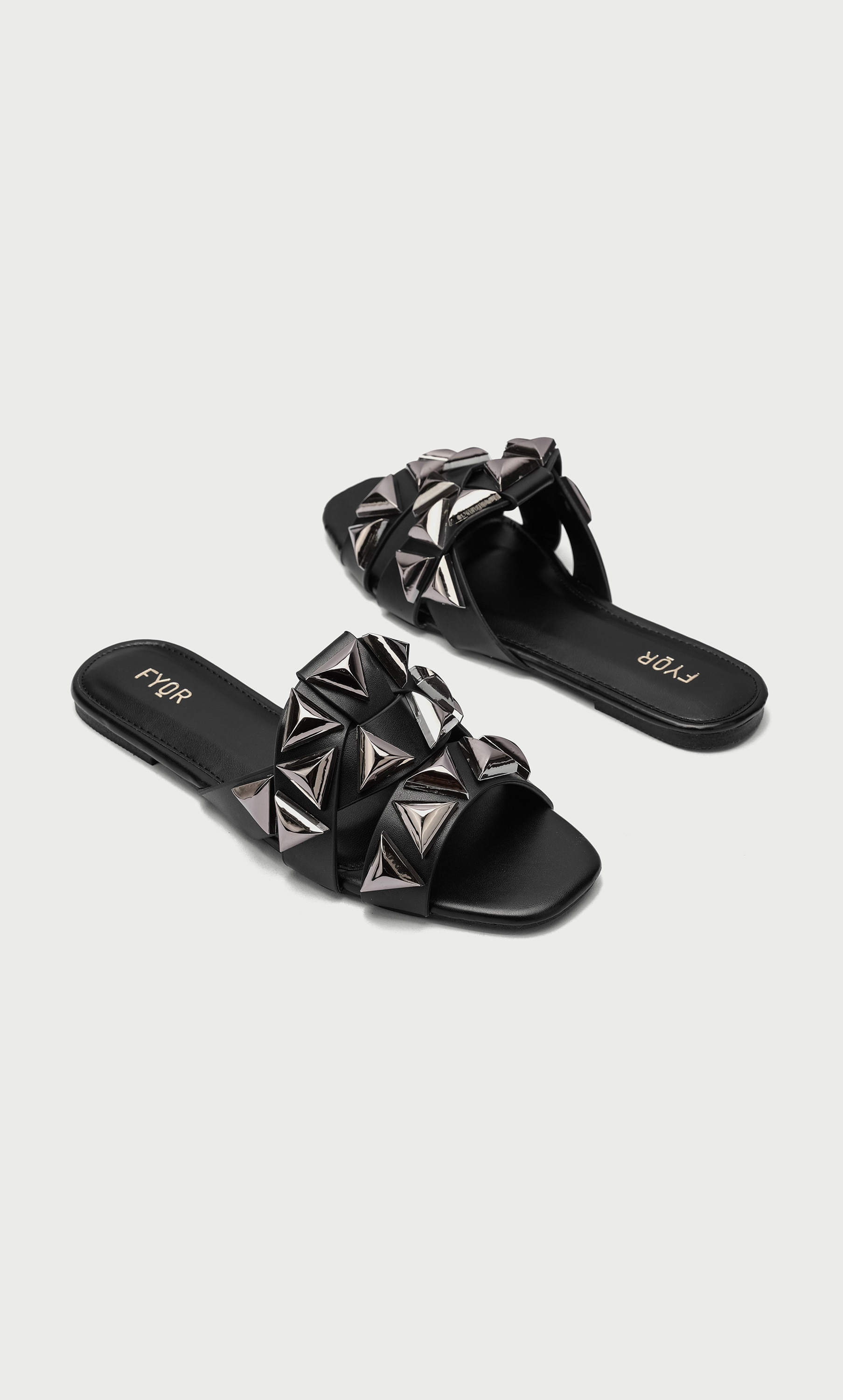 FYOR Women Studded Flat Sandals MY 250-women-shoes-sandals-flats-image-2