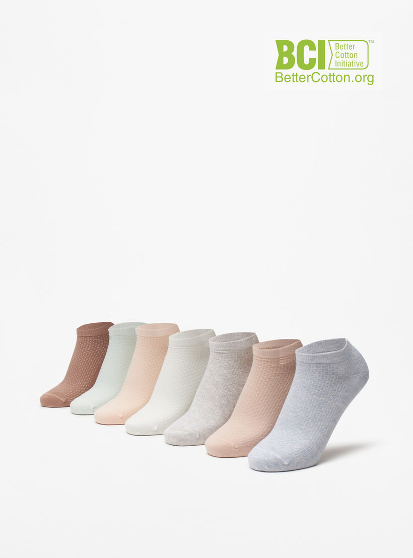 طقم جوارب 7 أزواج بارزة الملمس بطول الكاحل من سيليست-women-socksandstockings-image-1
