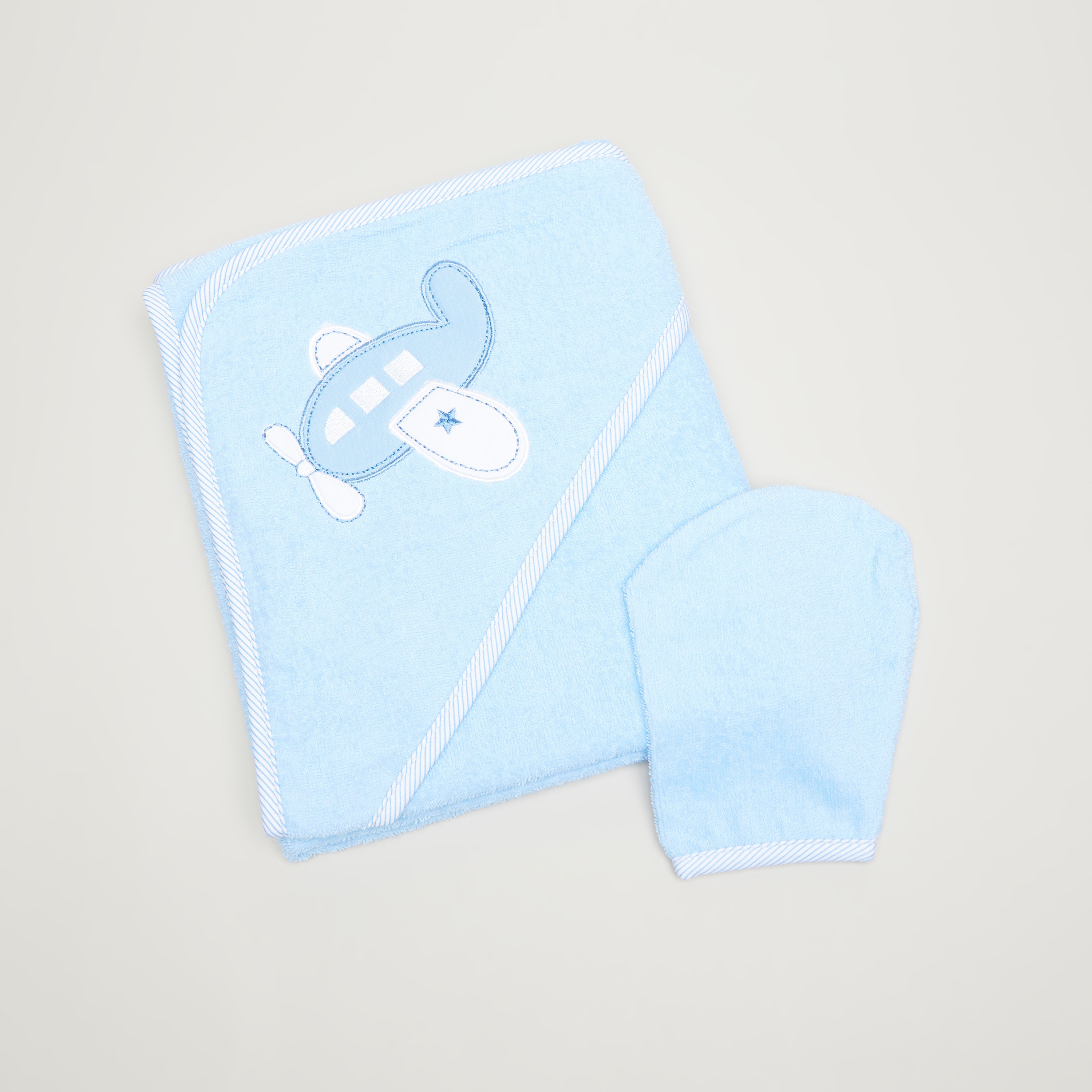 Juniors Textured Hooded Towel with Mitten-baby-bathandcare-towels-image-1