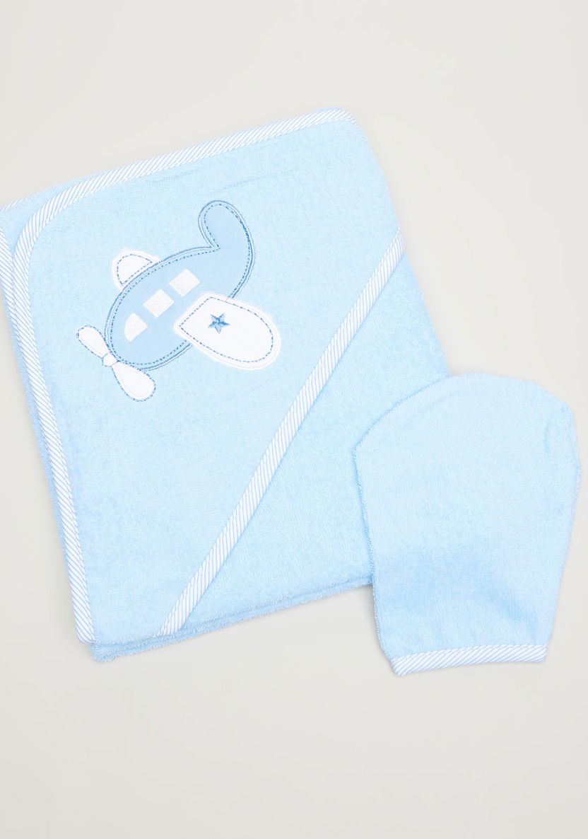 Juniors Textured Hooded Towel with Mitten-Towels and Flannels-image-0