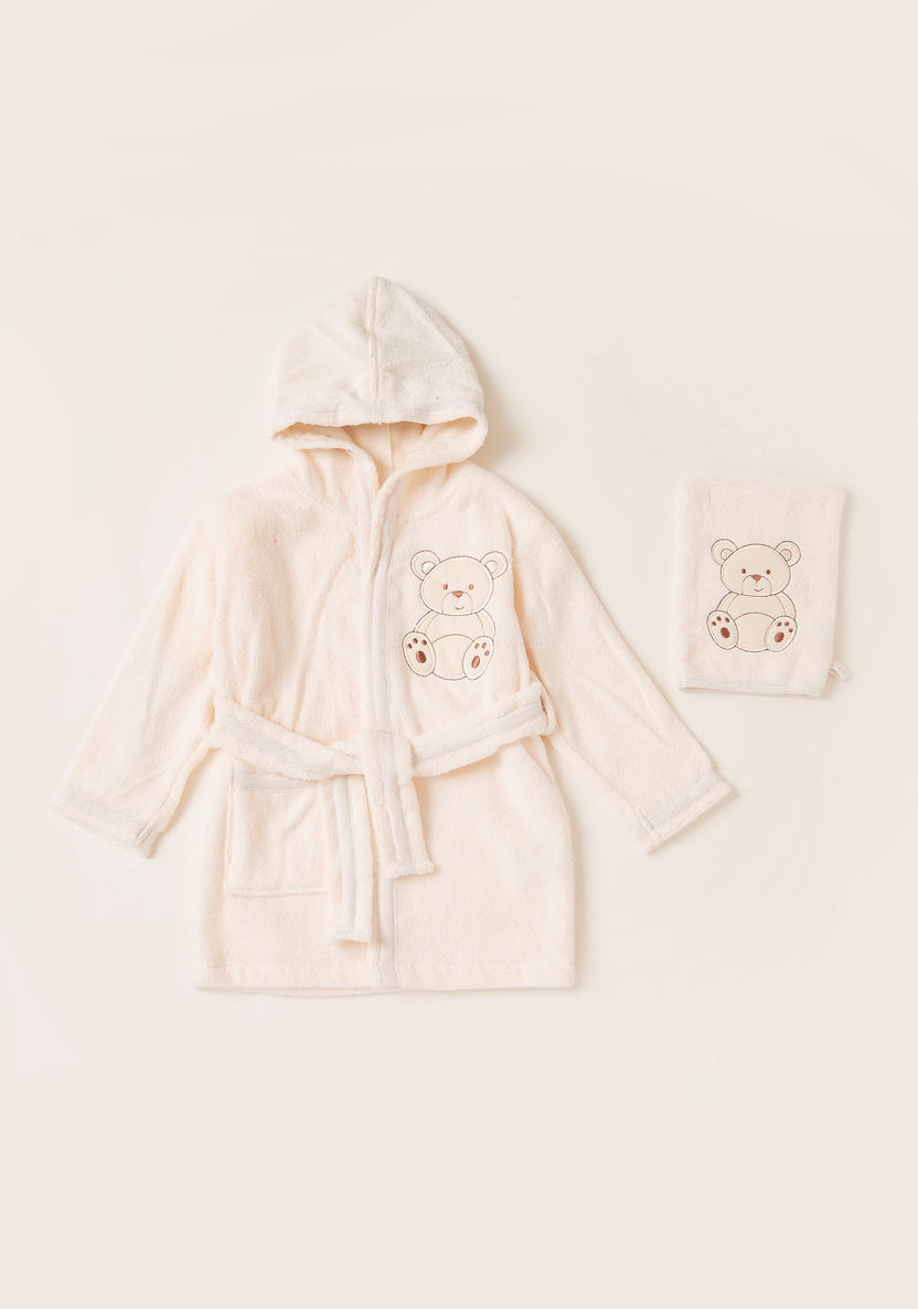 Giggles Embroidered 4-Piece Hooded Bathrobe and Towel Set-Towels and Flannels-image-2