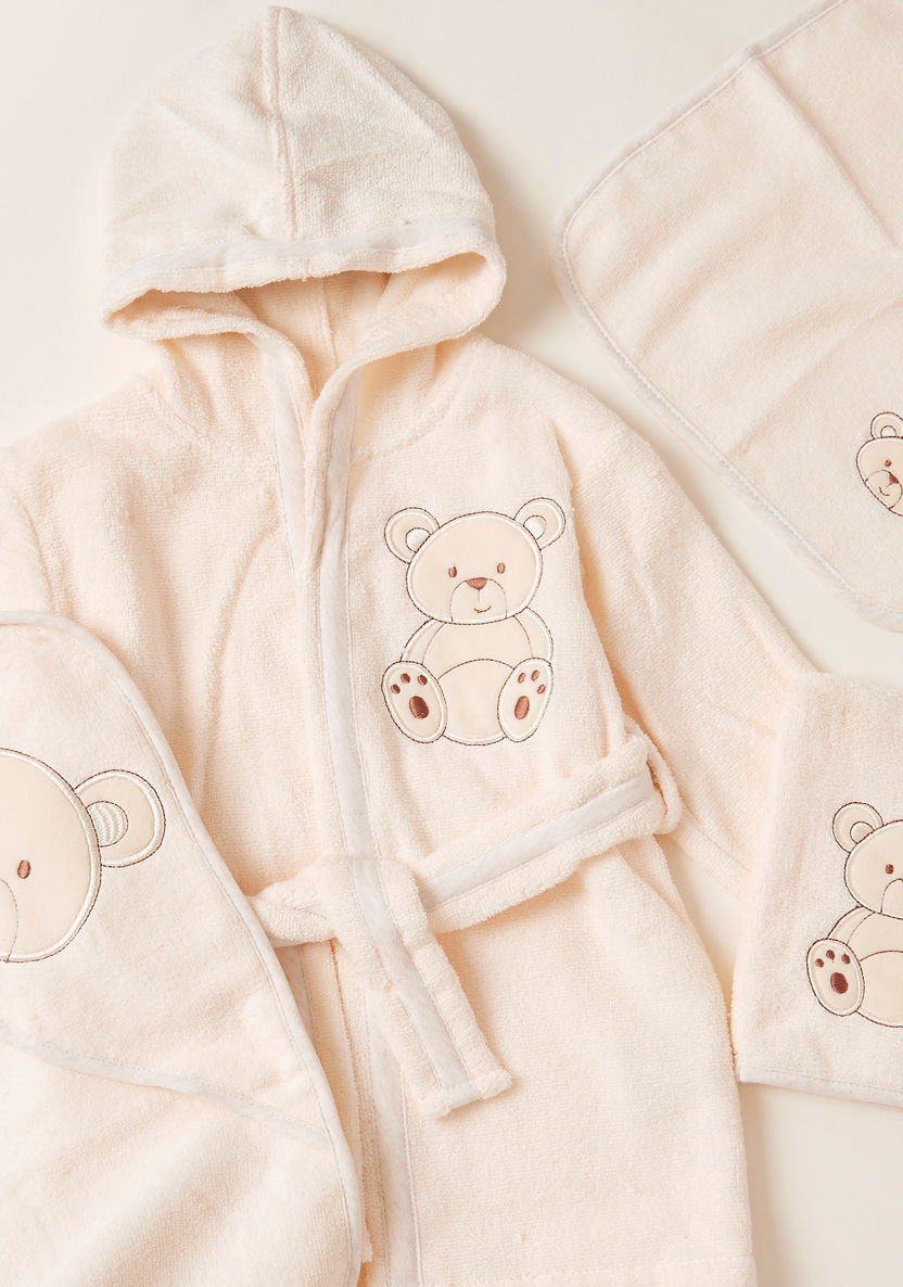 Giggles Embroidered 4-Piece Hooded Bathrobe and Towel Set-Towels and Flannels-image-3