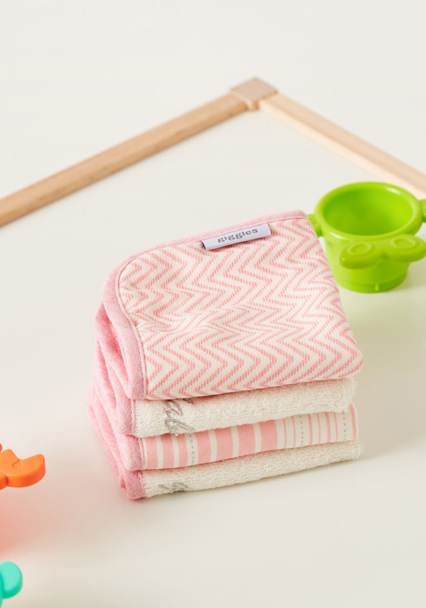 Giggles 4-Piece Textured Wash Cloth Set - 25x25 cms-Towels and Flannels-image-0
