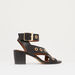 Textured Cross Strap Sandals with Block Heels-Women%27s Heel Sandals-thumbnailMobile-0