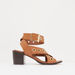 Textured Cross Strap Sandals with Block Heels-Women%27s Heel Sandals-thumbnailMobile-0