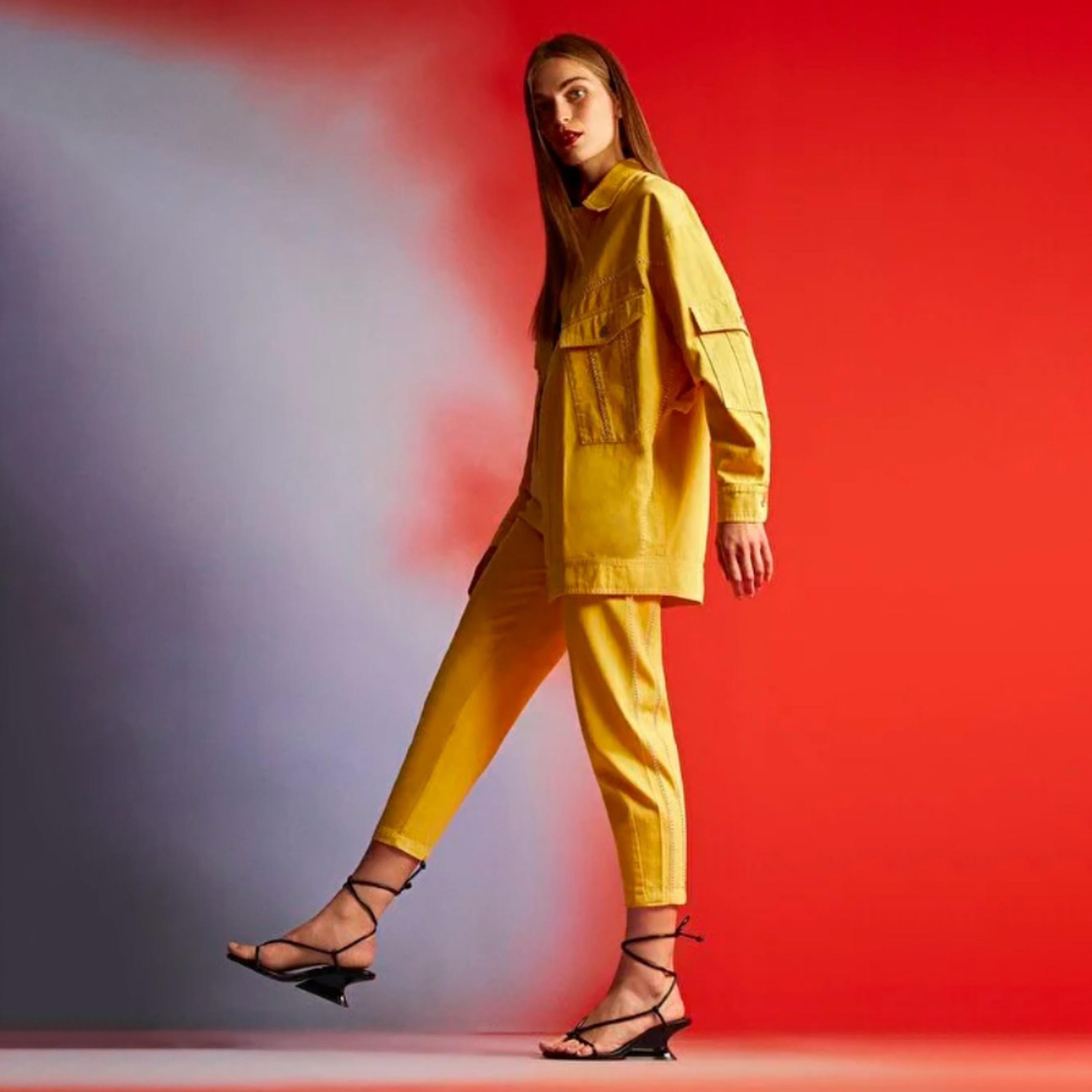 Nocturne Spread Collar Yellow Women's Jacket-women-winterwear-coatsandjackets-jackets-image-2