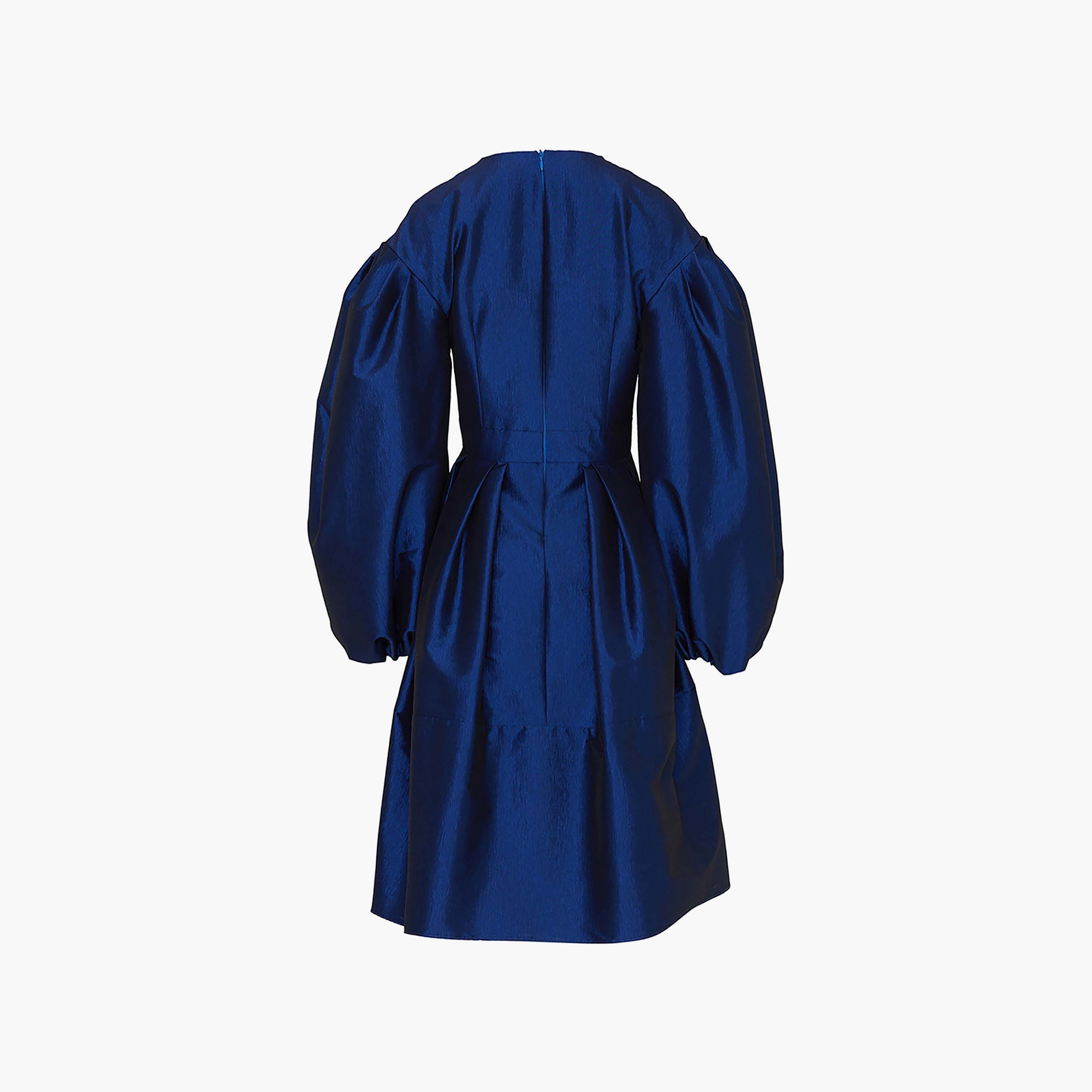 Nocturne Balloon Sleeves Skater Royal Blue Women's Knee Length Dress-women-clothing-dresses-image-4