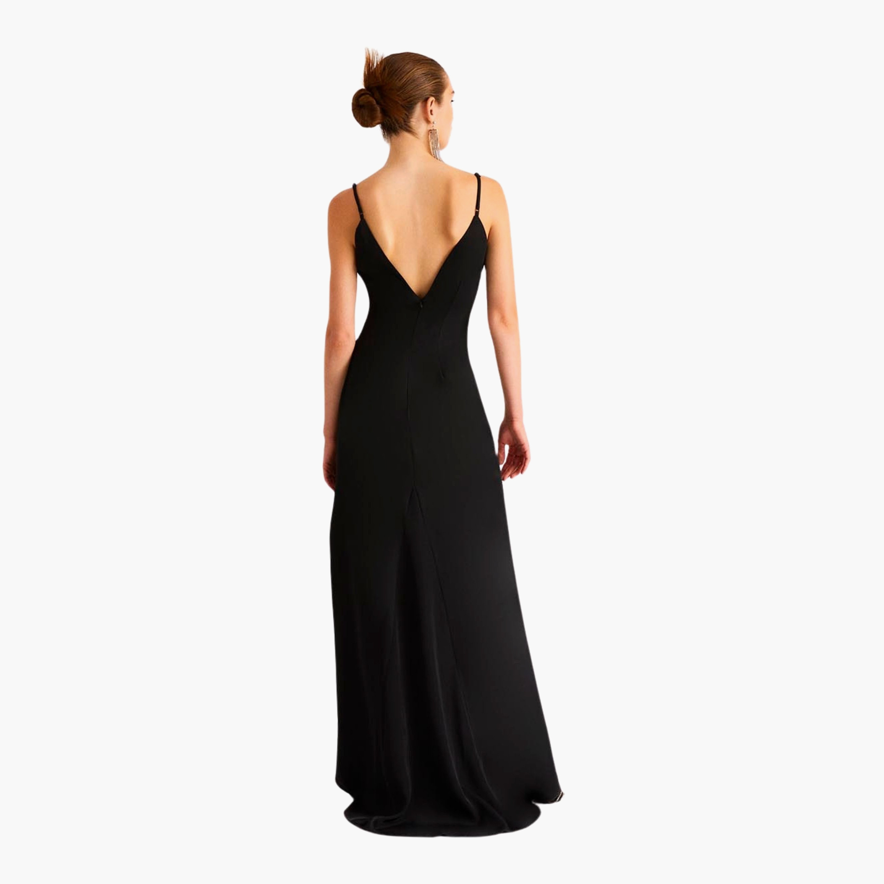 فستان ماكسي أسود مفتوح من الأمام ومزين بأحجار الراين للنساء من نوكتيرن-women-clothing-dresses-image-3