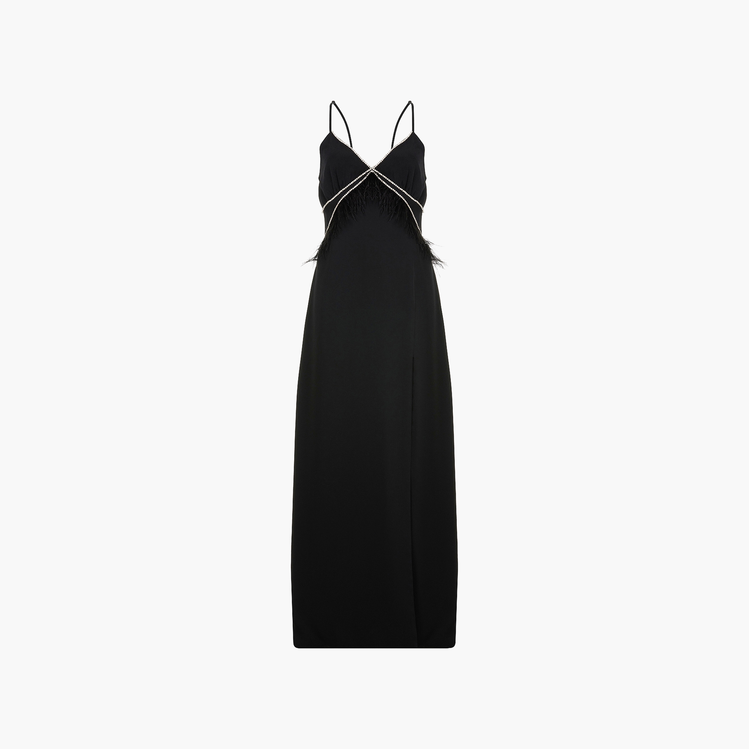 فستان ماكسي أسود مفتوح من الأمام ومزين بأحجار الراين للنساء من نوكتيرن-women-clothing-dresses-image-5