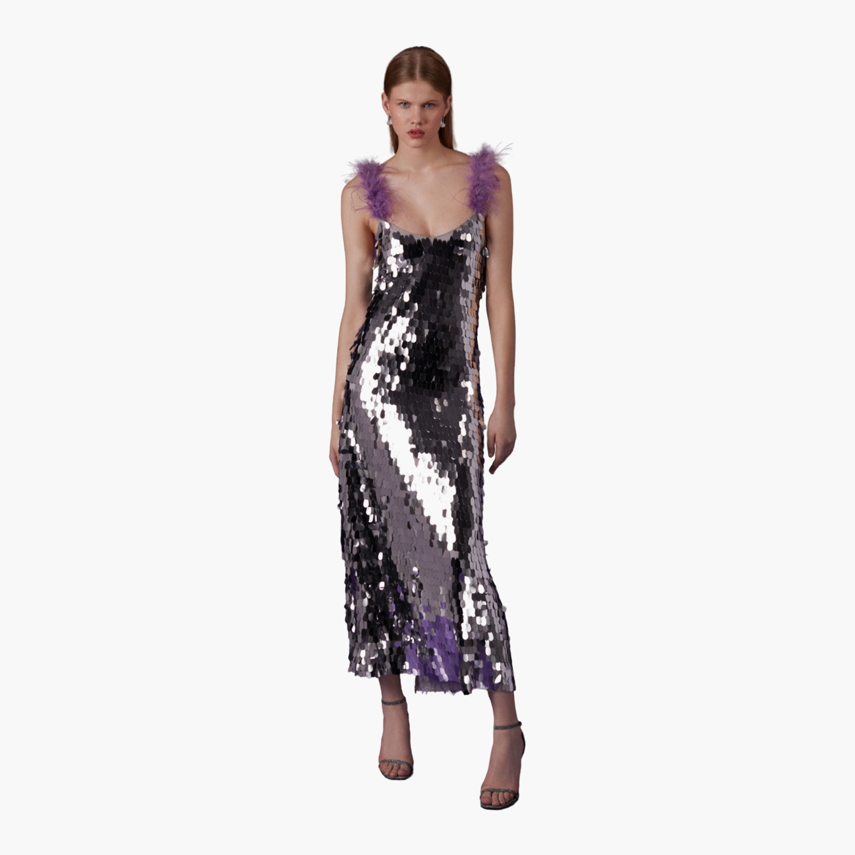 فستان ماكسي نسائي فضي اللون مزين بالترتر اللامع وحمالات الكتف من نوكتيرن-women-clothing-dresses-image-1