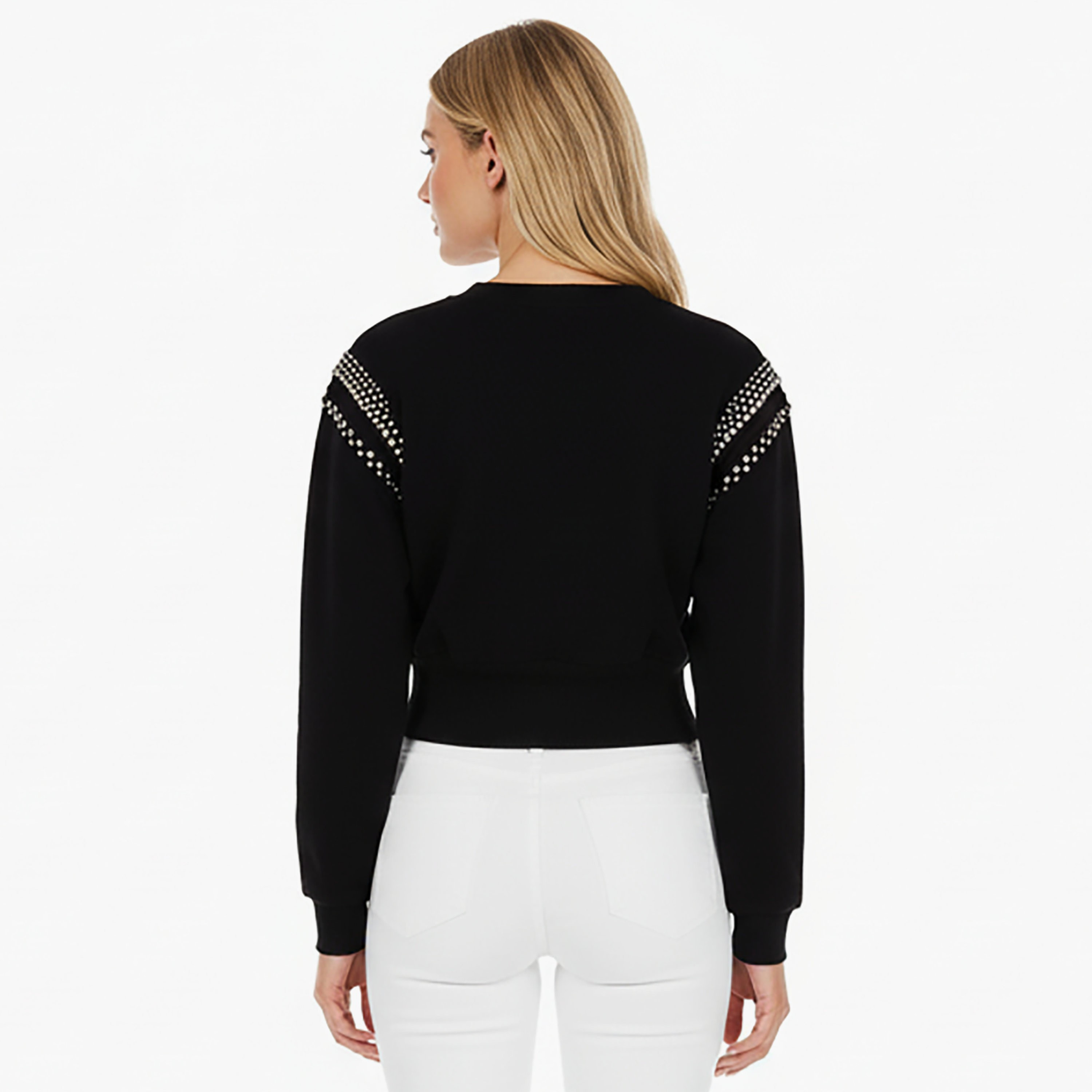 Nocturne Rhinestone Black Women's Crop Sweatshirt-women-clothing-hoodiesandsweatshirts-sweatshirts-image-4