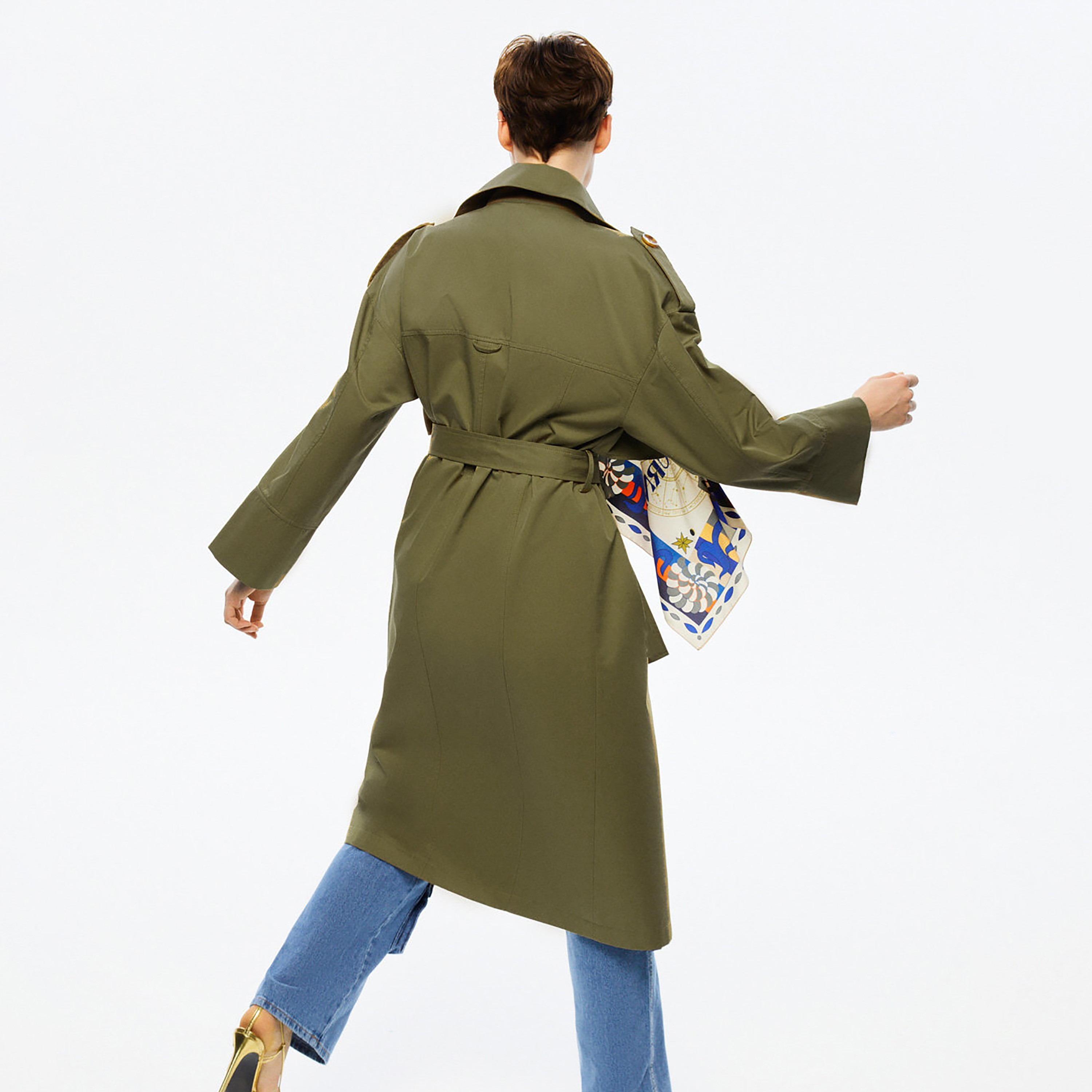 معطف ترنش نسائي أخضر زيتوني بياقة منفوخة من نوكترن-women-winterwear-coatsandjackets-coats-image-3