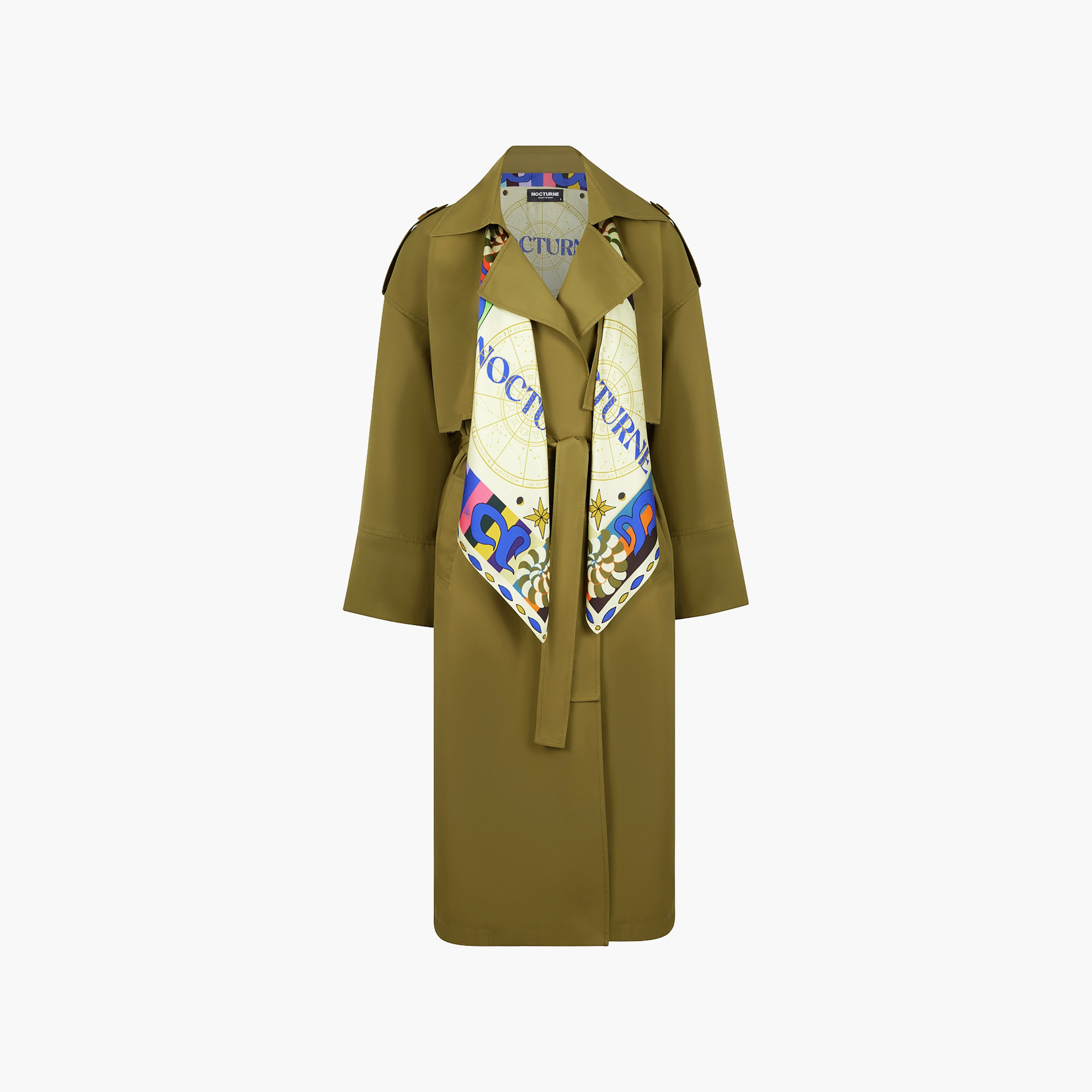 Nocturne Lapel Collar Olive Green Women's Trench Coat-women-winterwear-coatsandjackets-coats-image-4