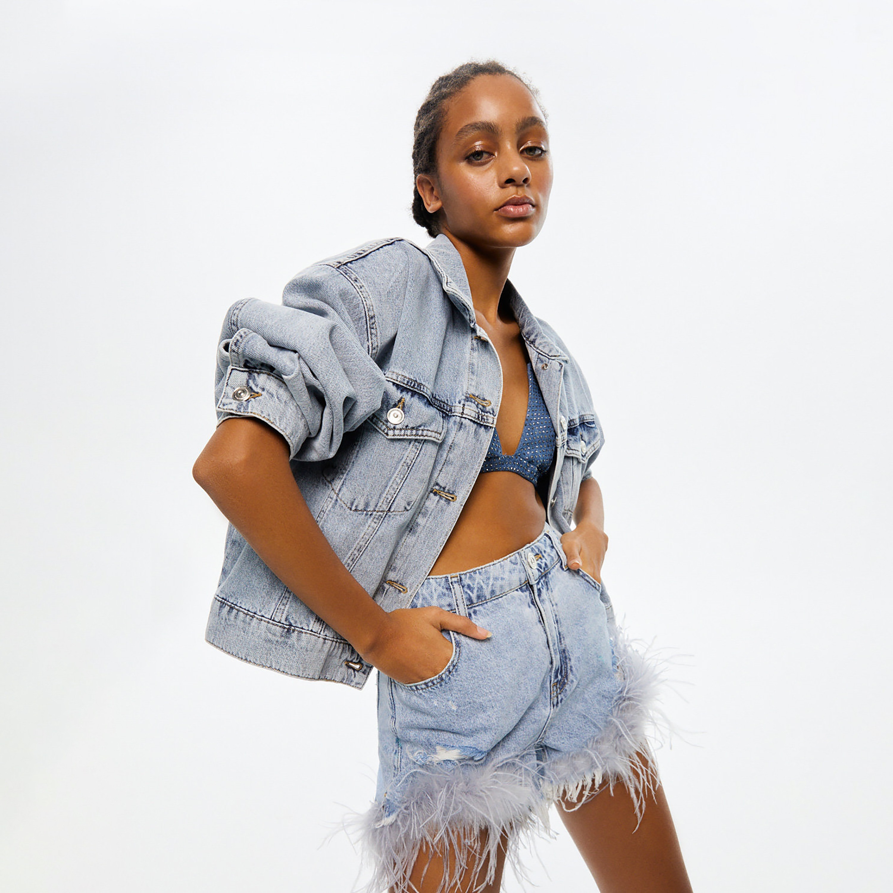 شورت نسائي أزرق فاتح من القطن من نوكترن-women-clothing-bottoms-shorts-image-2