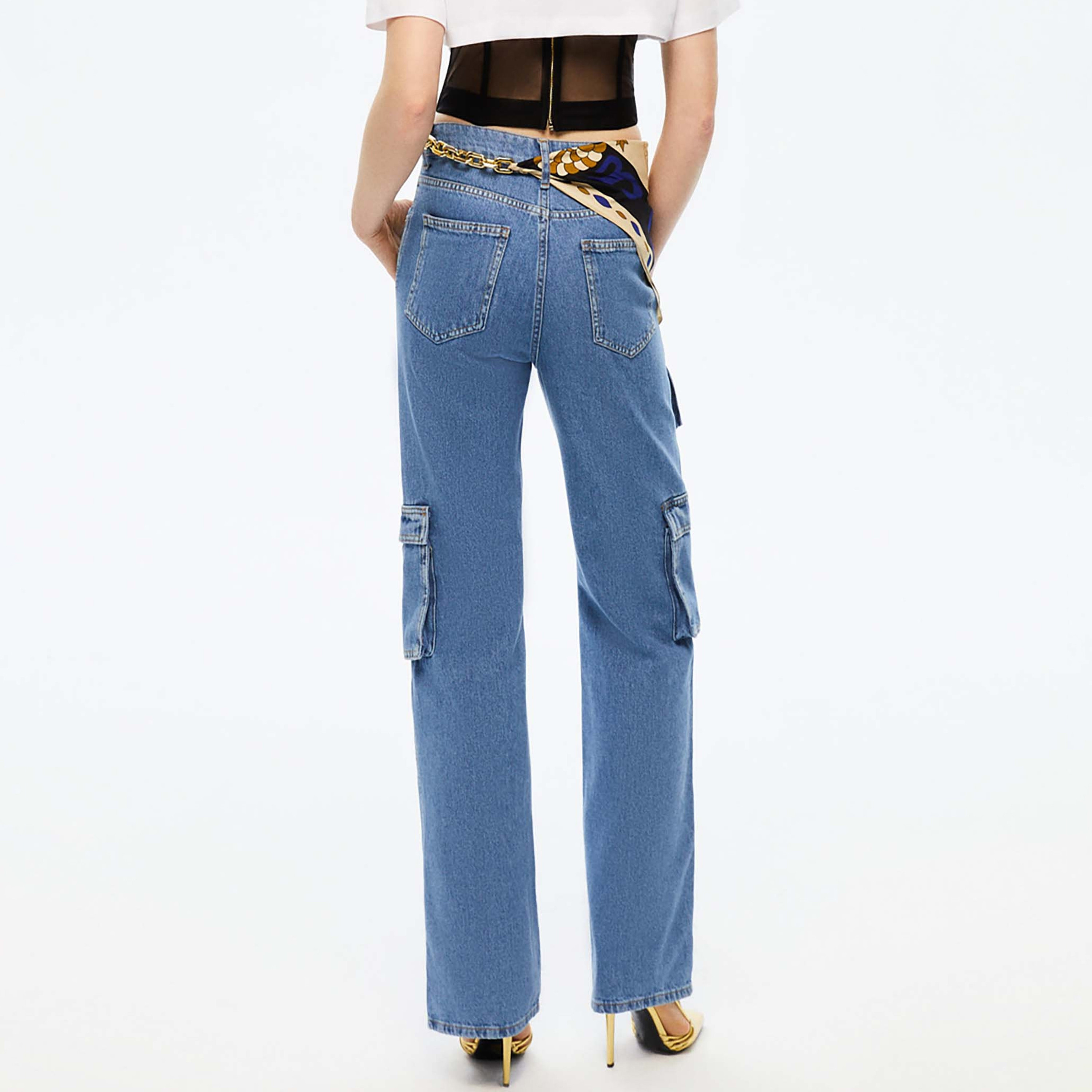 Nocturne Blue Cotton Women's Cargo Jeans-women-clothing-bottoms-jeans-image-3