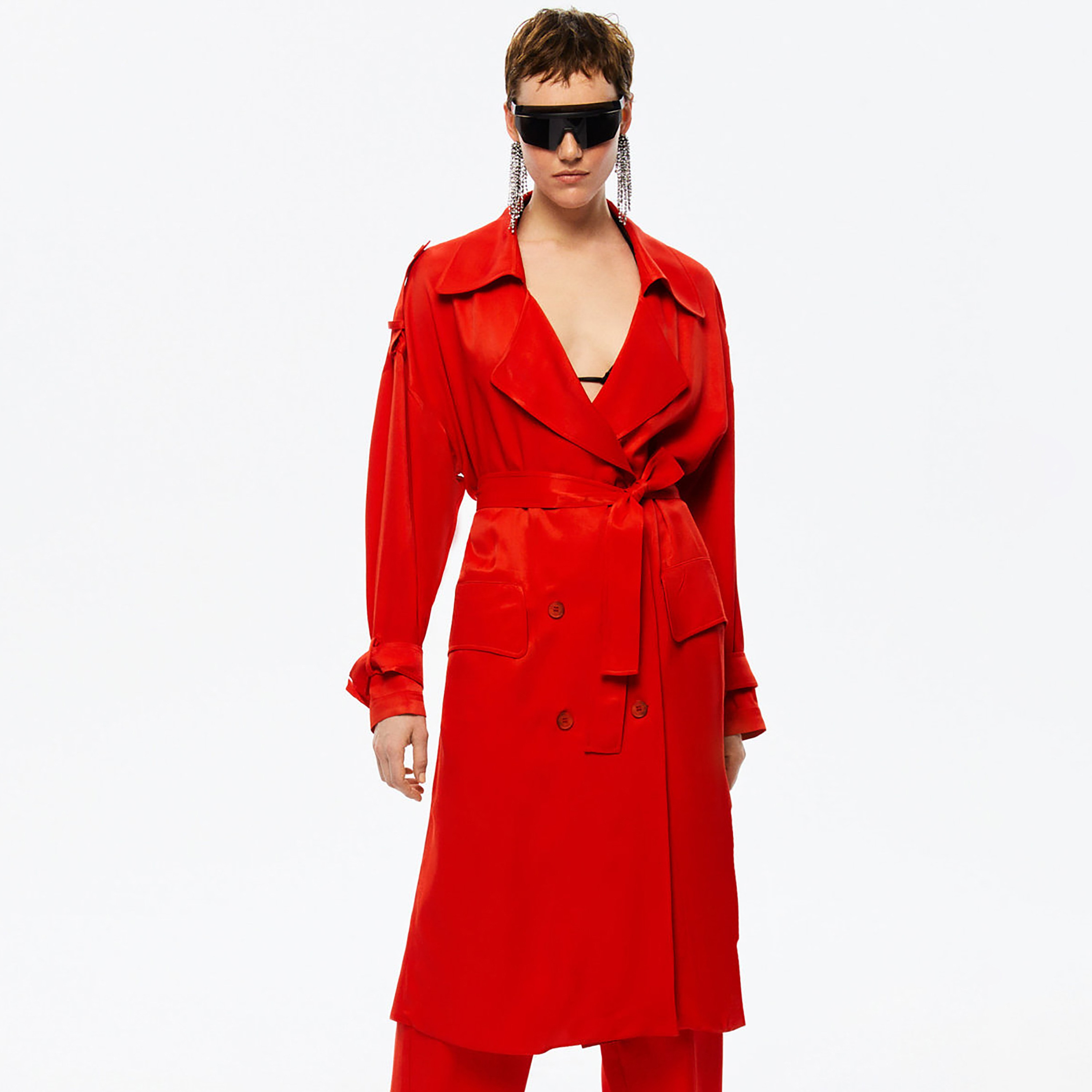 معطف نسائي أحمر بياقة مزخرفة بنقشة من نوكترن-women-clothing-coatsandjackets-coats-image-1