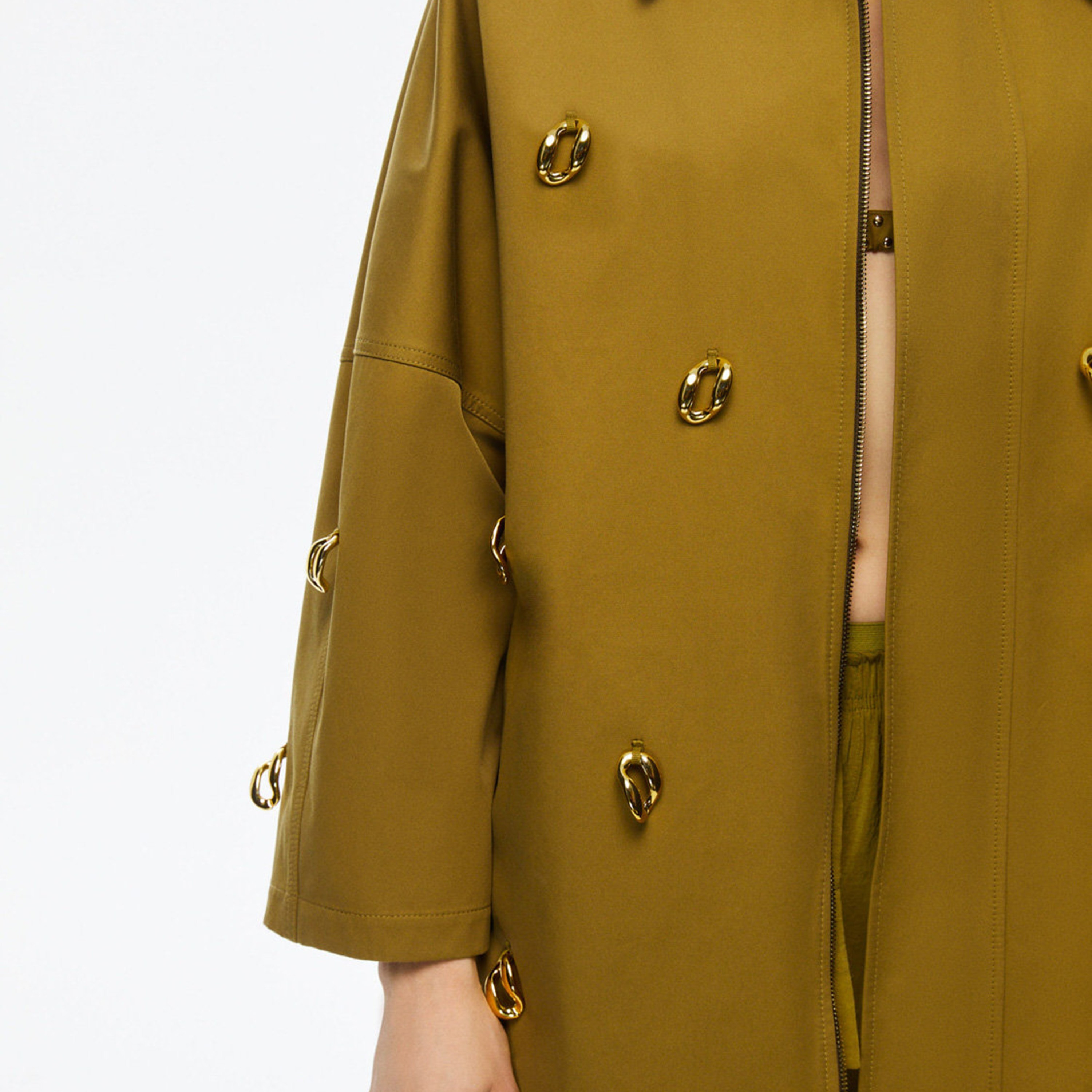 Nocturne Accessory Detailed Collared Women's Longline Jacket-women-winterwear-coatsandjackets-jackets-image-3