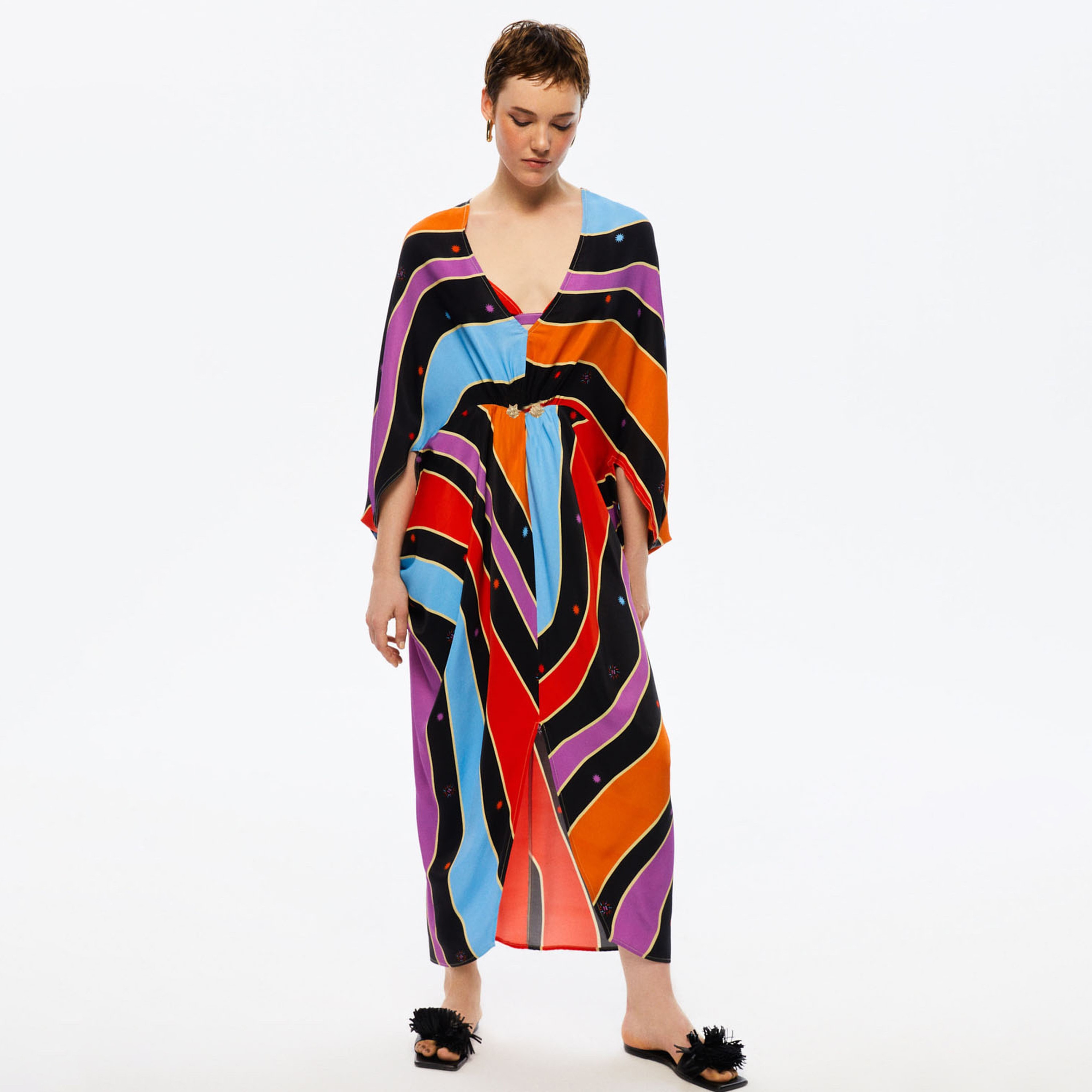 Nocturne Stripes Kaftan Multicolour Maxi Women's Dress-women-clothing-dresses-image-1