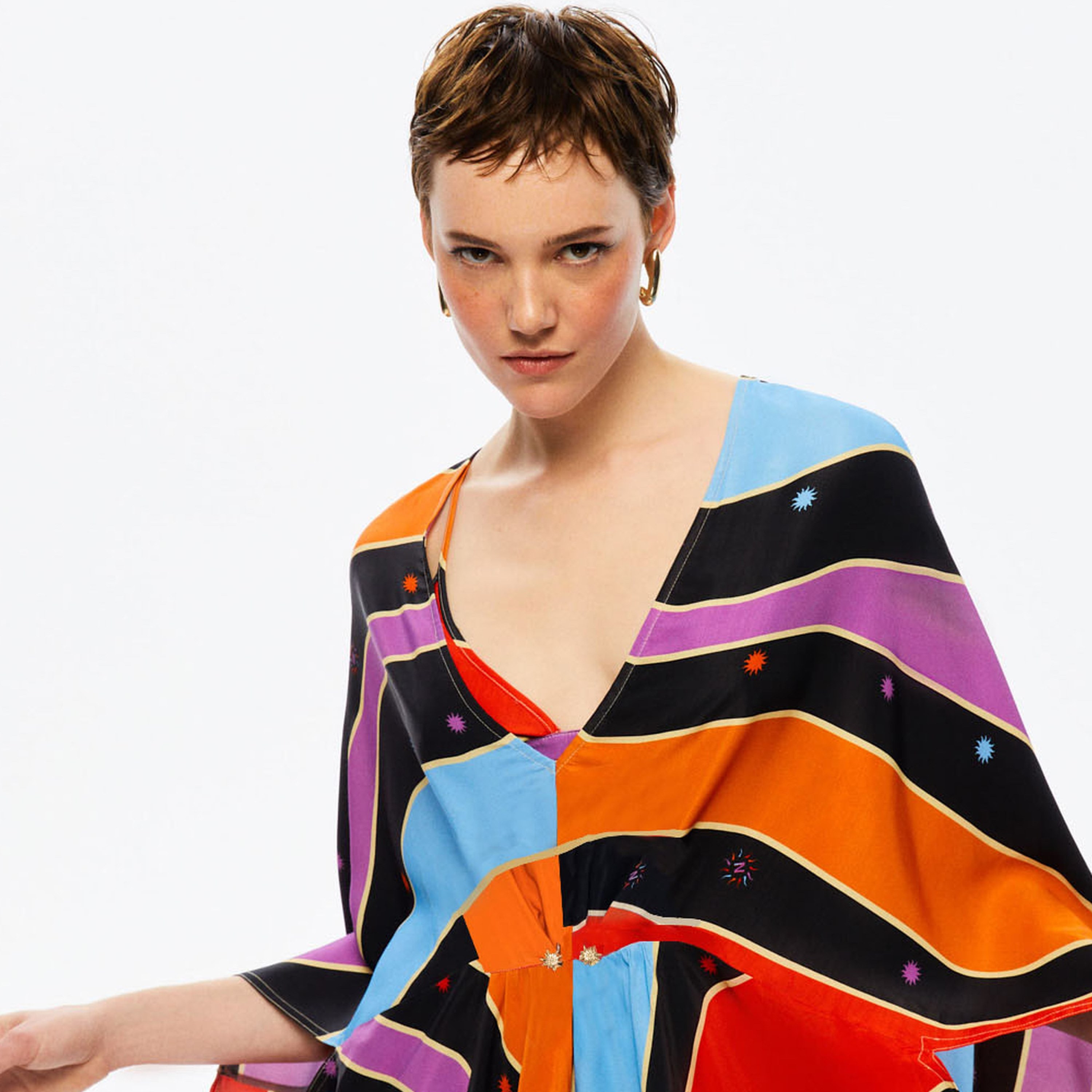 Nocturne Stripes Kaftan Multicolour Maxi Women's Dress-women-clothing-dresses-image-3