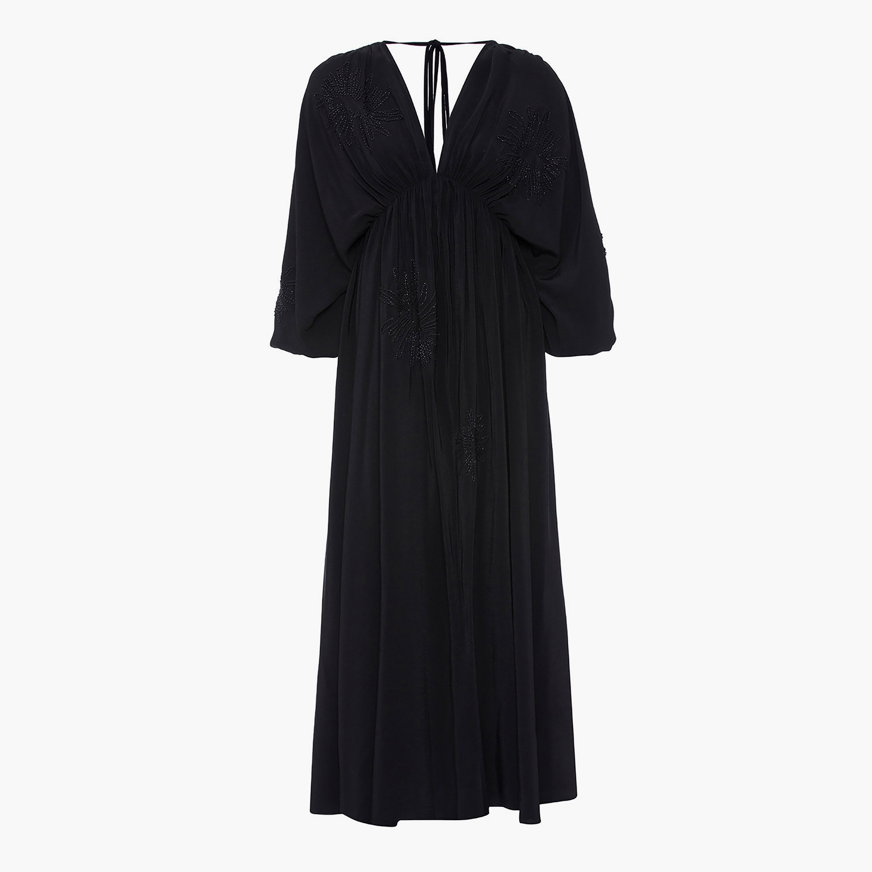 Nocturne Beaded & Ruched Balloon Sleeves Empire Women's Midi Dress-women-clothing-dresses-image-5