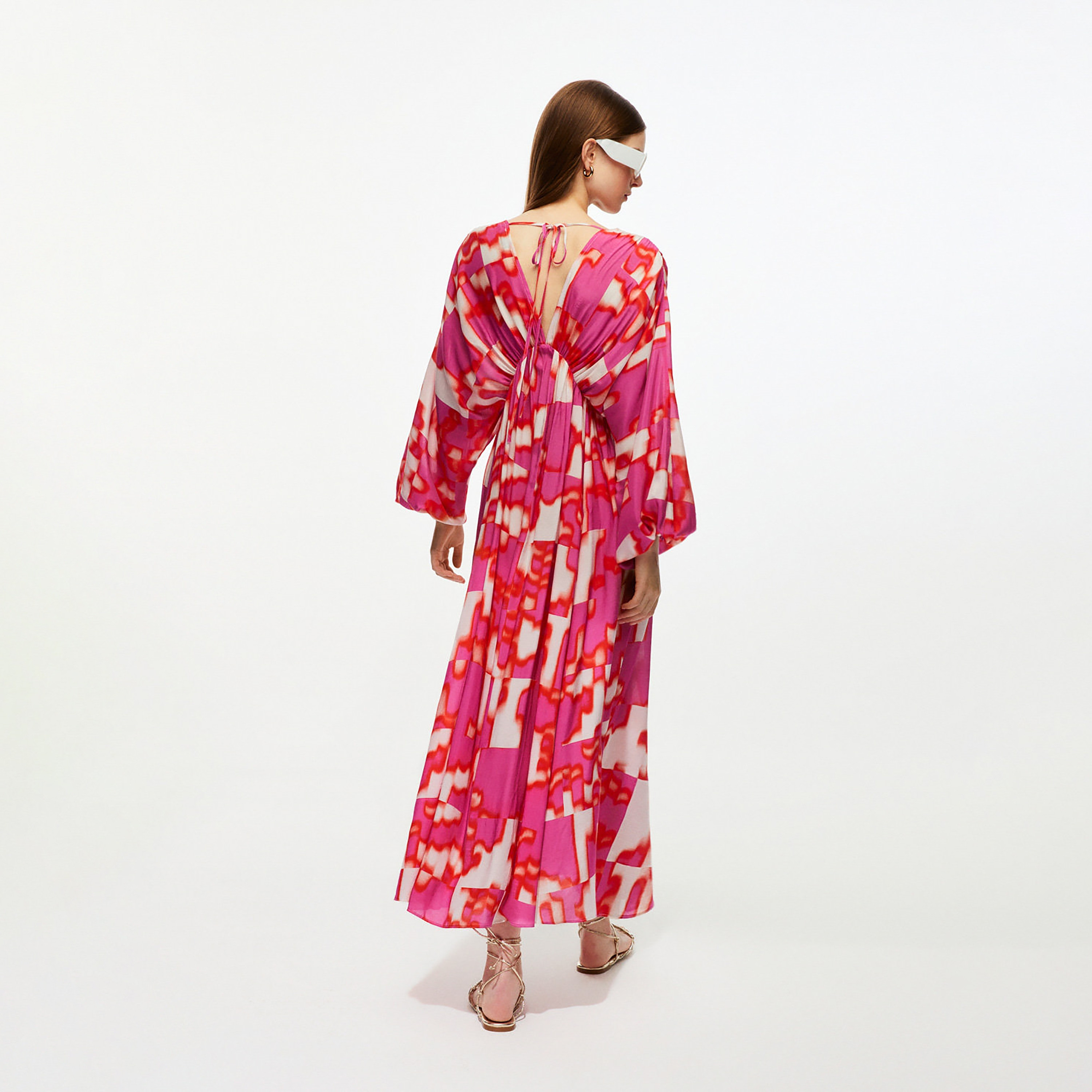 فستان ماكسي نسائي إمبراطوري بأكمام منفوخة تجريدية متعدد الألوان من نوكترن-women-clothing-dresses-image-3