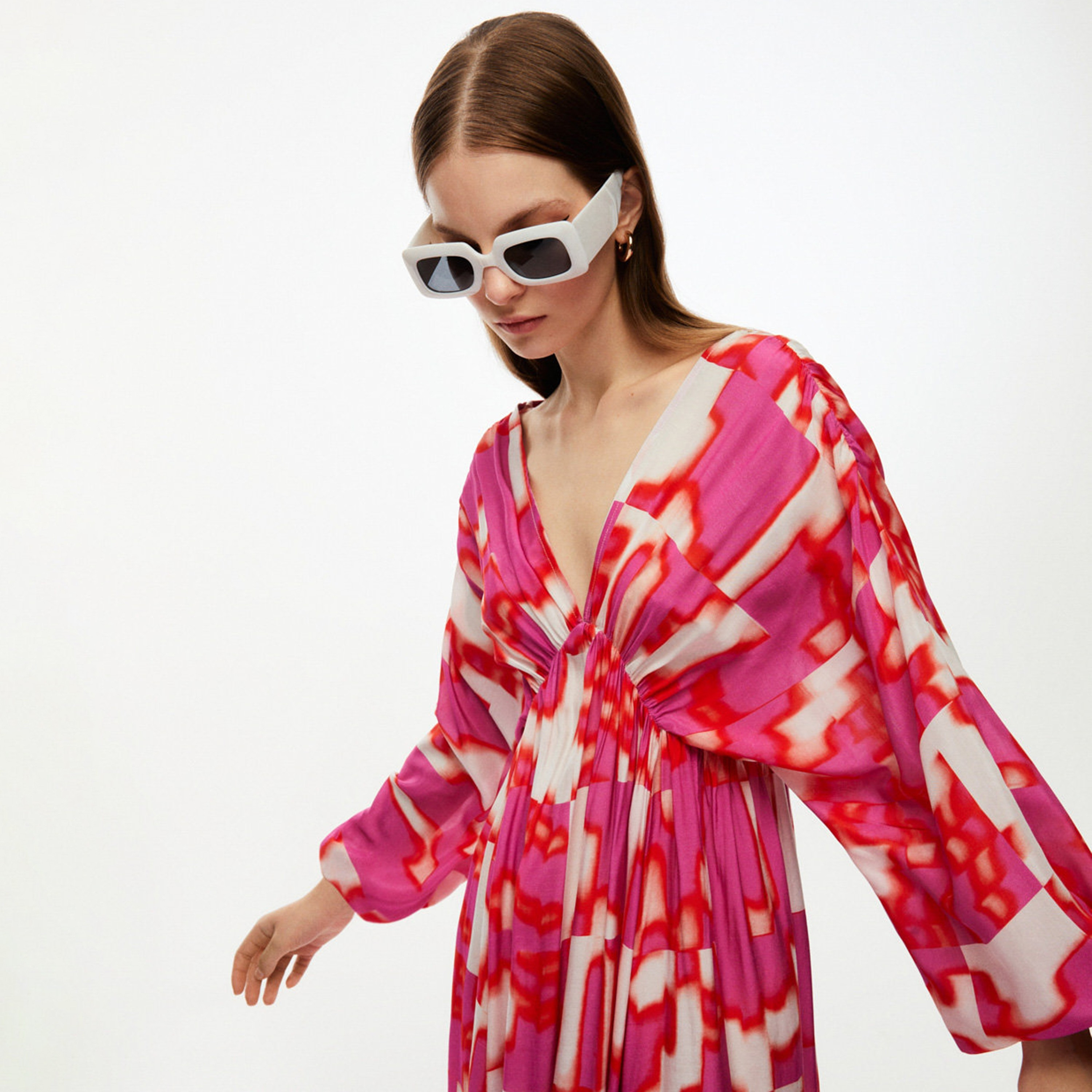 فستان ماكسي نسائي إمبراطوري بأكمام منفوخة تجريدية متعدد الألوان من نوكترن-women-clothing-dresses-image-4