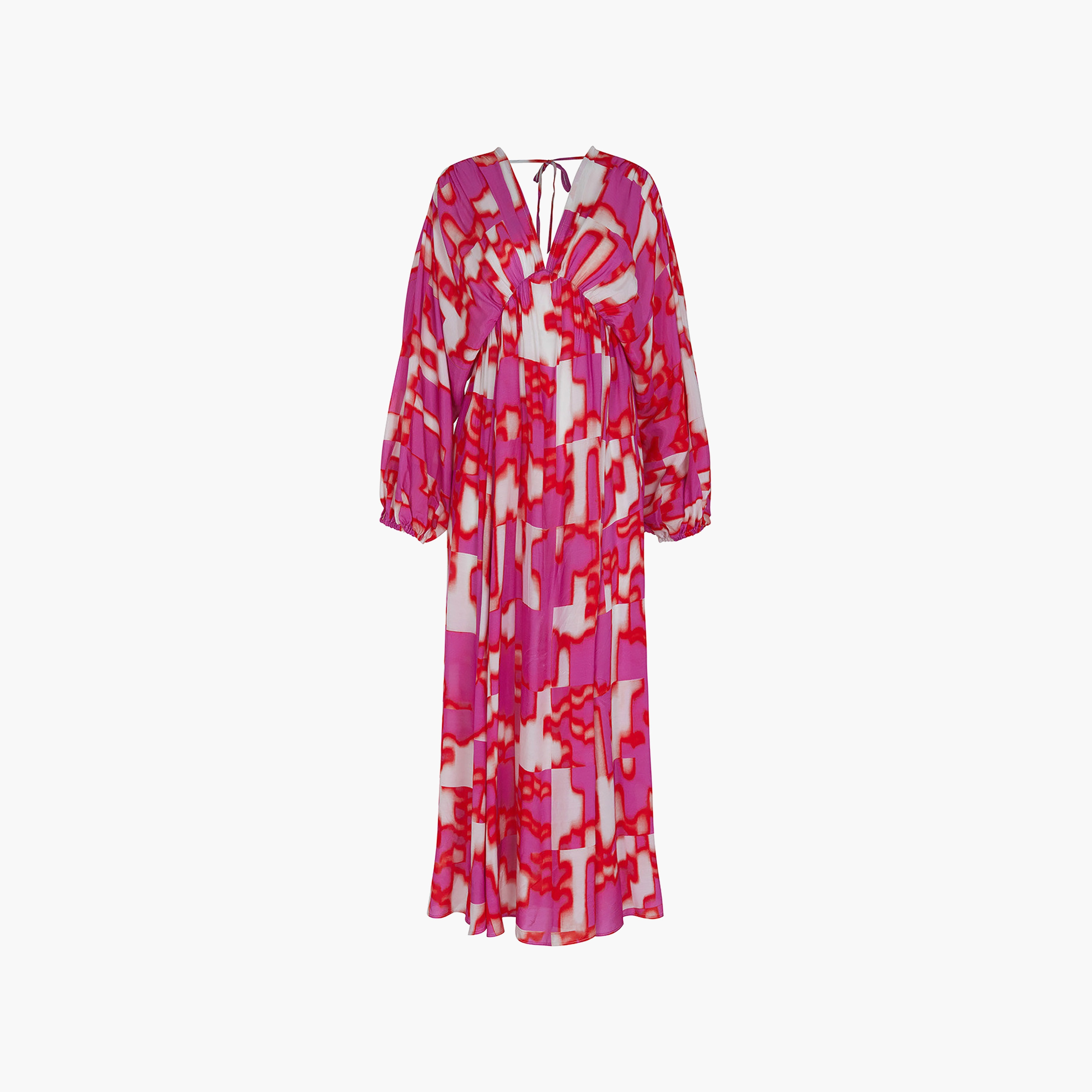 فستان ماكسي نسائي إمبراطوري بأكمام منفوخة تجريدية متعدد الألوان من نوكترن-women-clothing-dresses-image-5