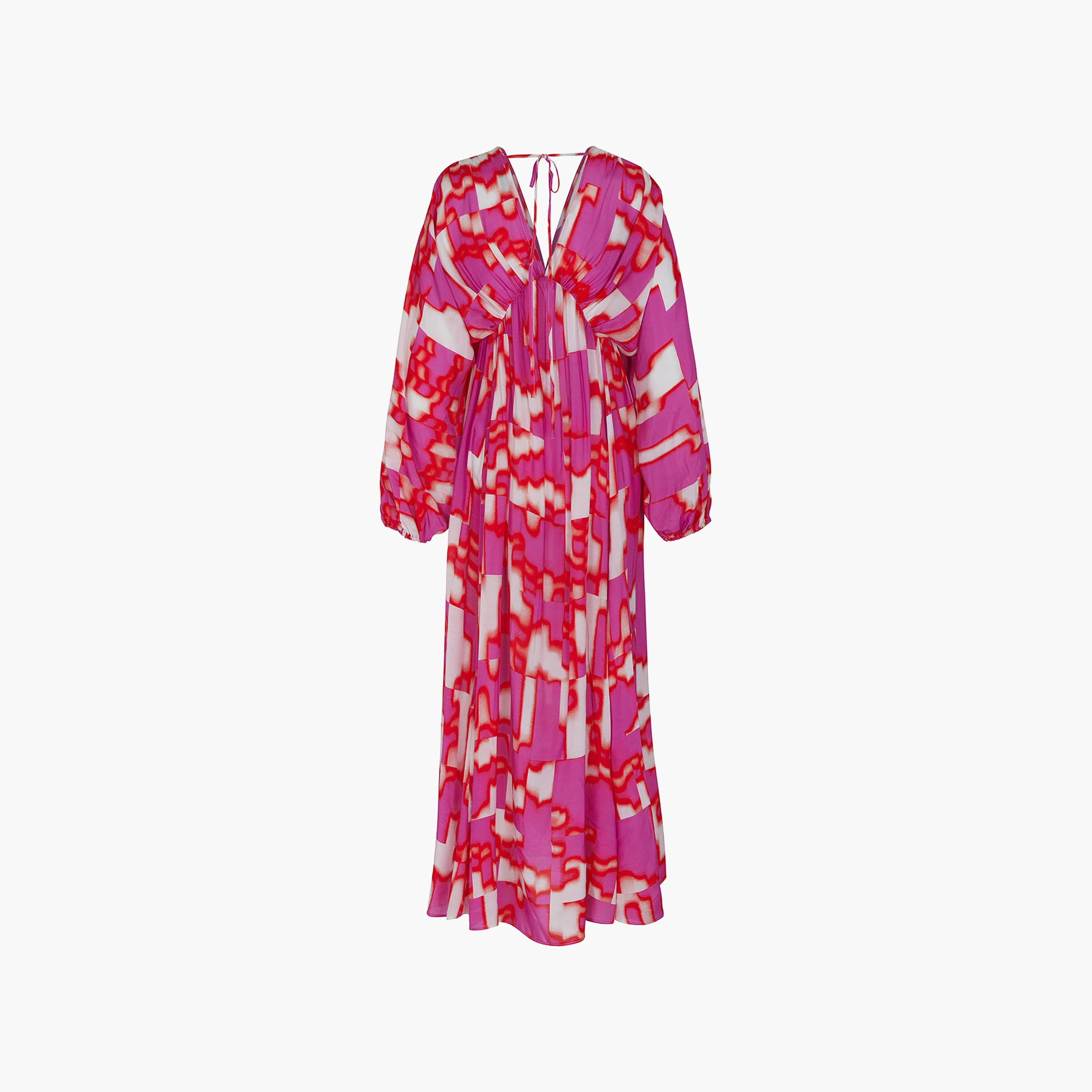 فستان ماكسي نسائي إمبراطوري بأكمام منفوخة تجريدية متعدد الألوان من نوكترن-women-clothing-dresses-image-6