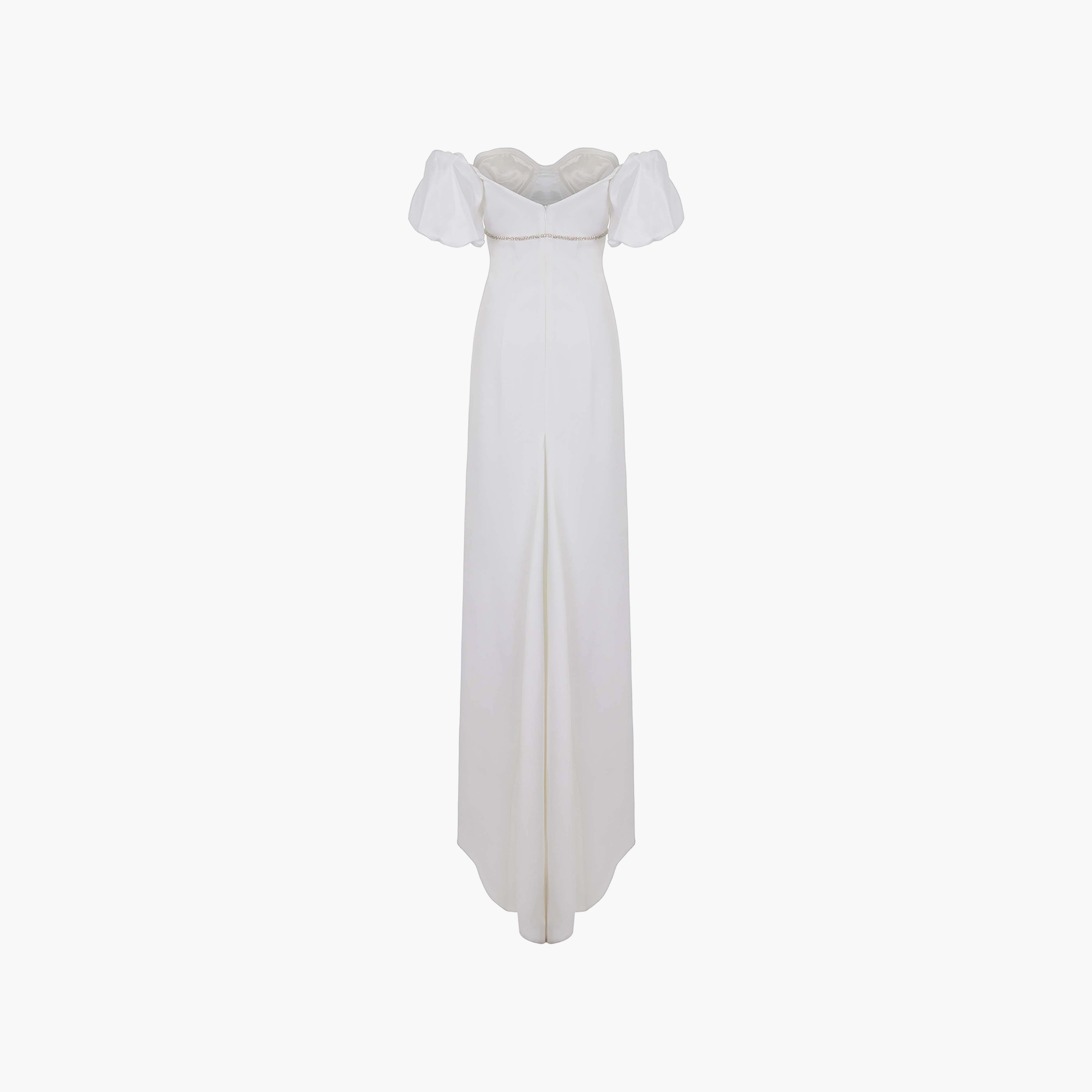 فستان ماكسي نسائي باللون الأبيض الفاتح بأكمام منفوخة وأكتاف مكشوفة من نوكتيرن-women-clothing-dresses-image-6