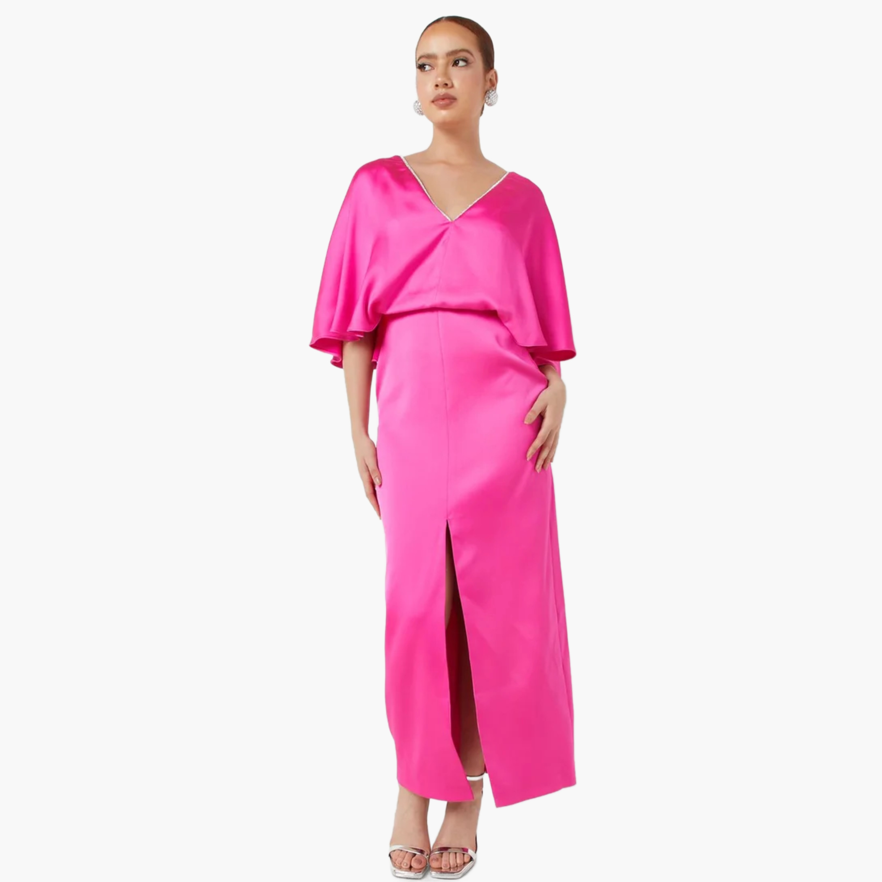 فستان ماكسي نسائي بفتحة وأكمام على شكل عباءة من نوكترن-women-clothing-dresses-image-1