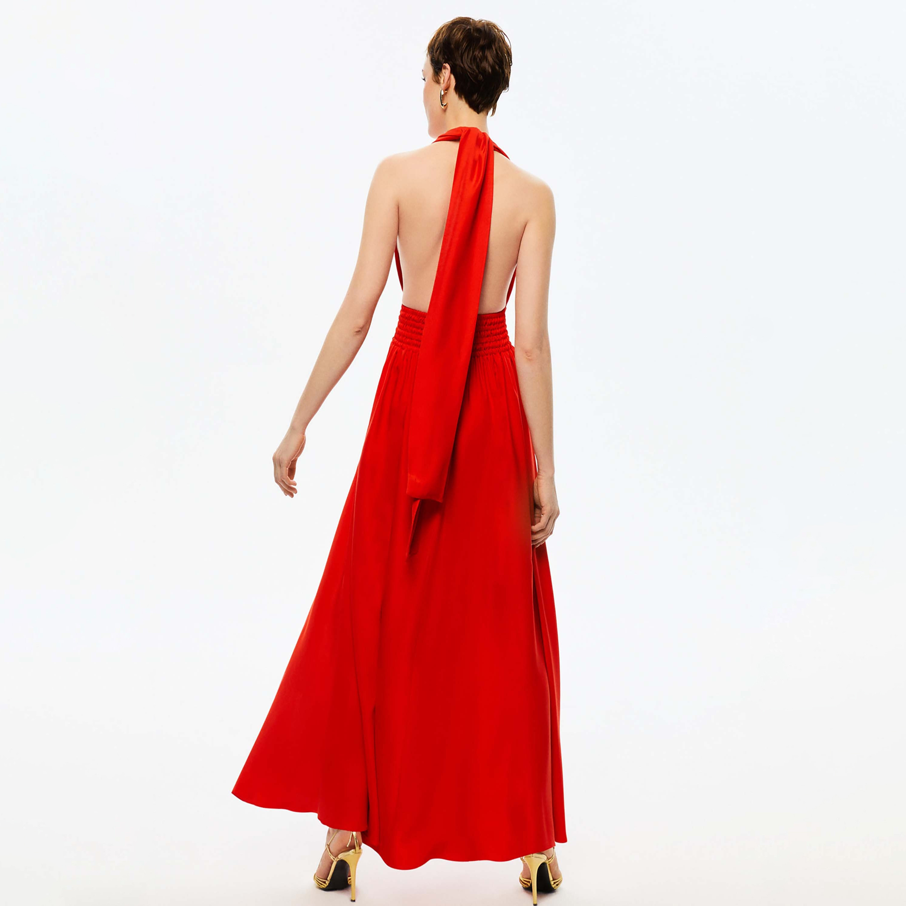 فستان ماكسي نسائي أحمر إمبراطوري بياقة منفوخة من نوكترن-women-clothing-dresses-image-3