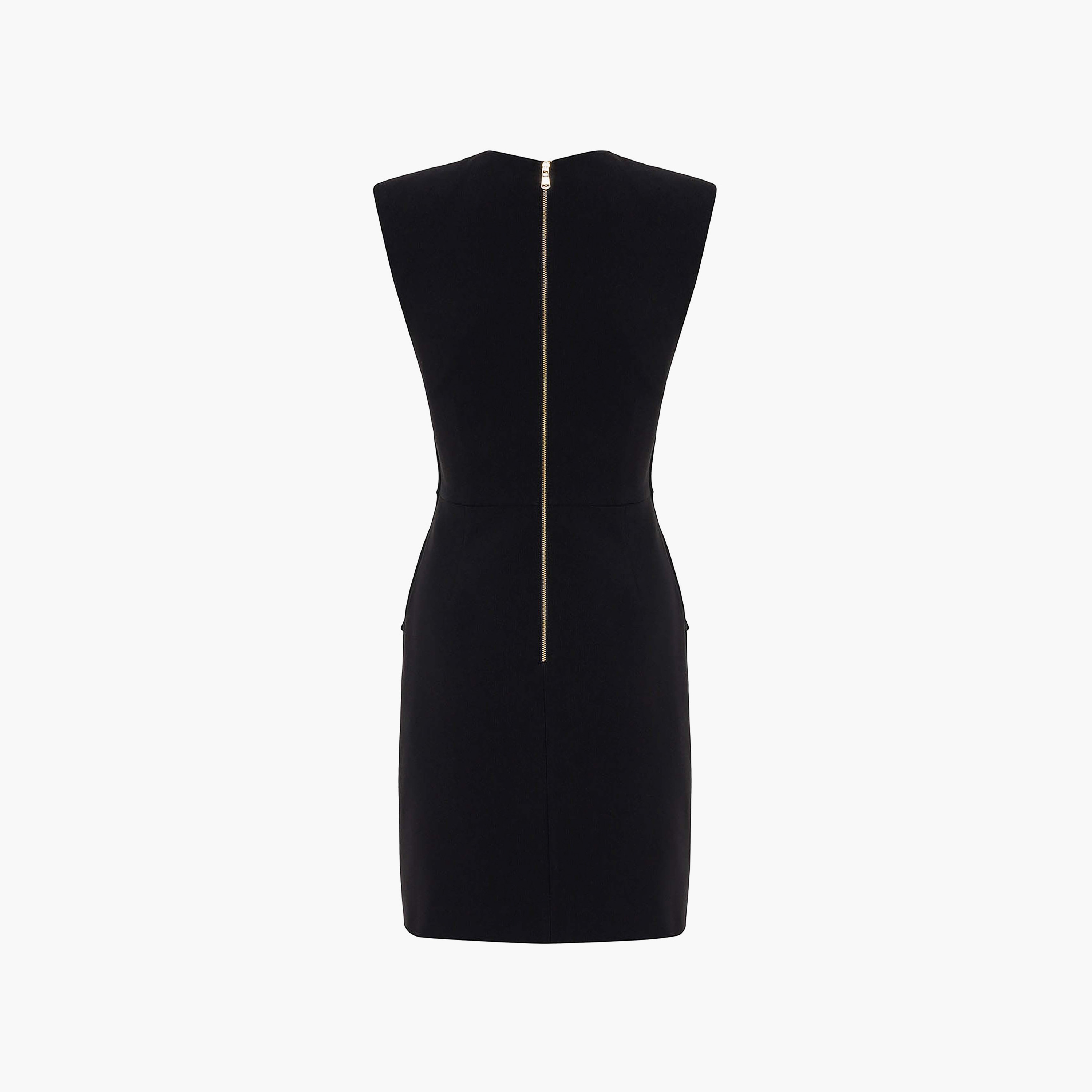 Nocturne Square Neck Cap Sleeves Bodycon Black Women's Mini Dress-women-clothing-dresses-image-2