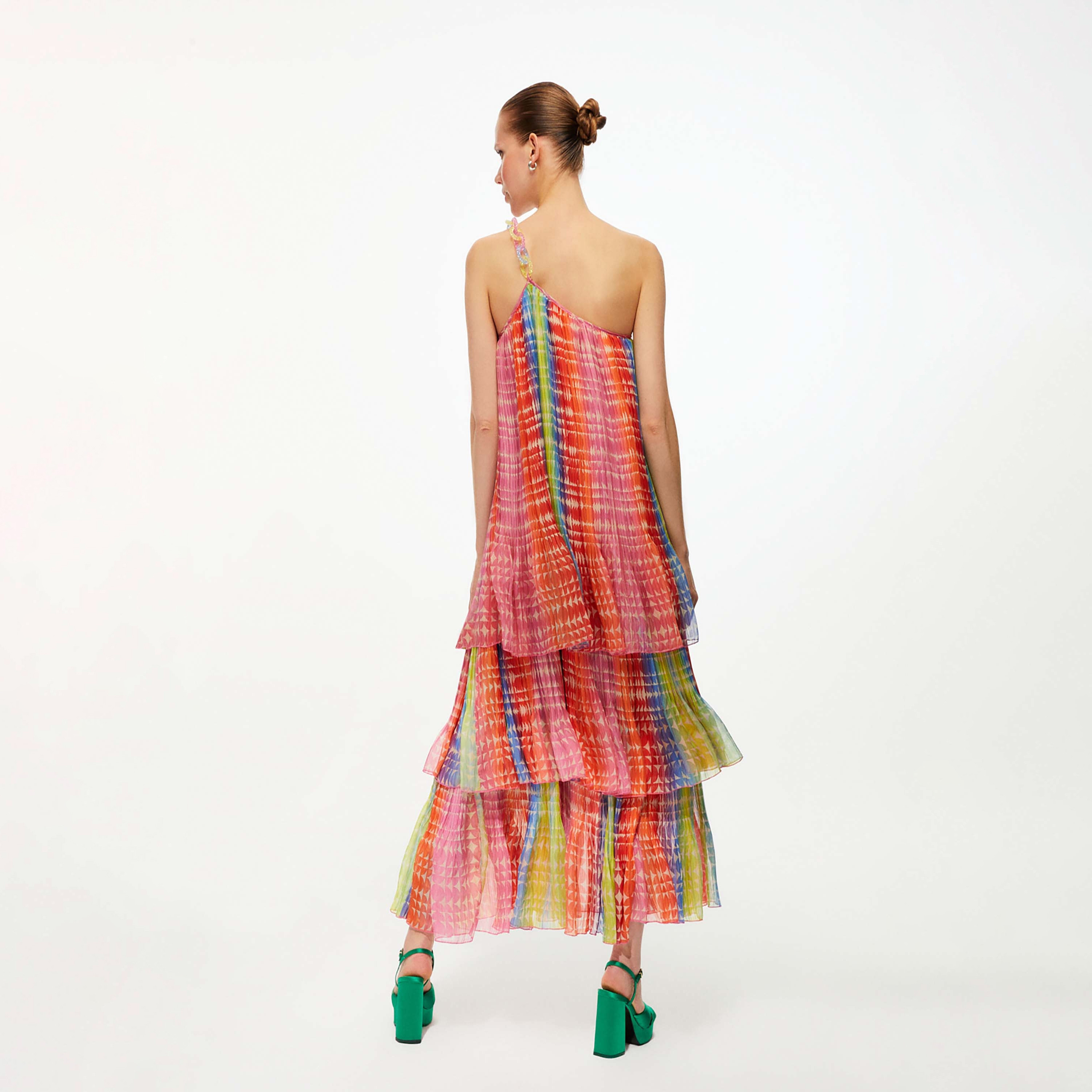 فستان ماكسي نسائي متعدد الألوان، بكتف واحد، بطبقات، بتصميم تاي داي من نوكترن-women-clothing-dresses-image-3