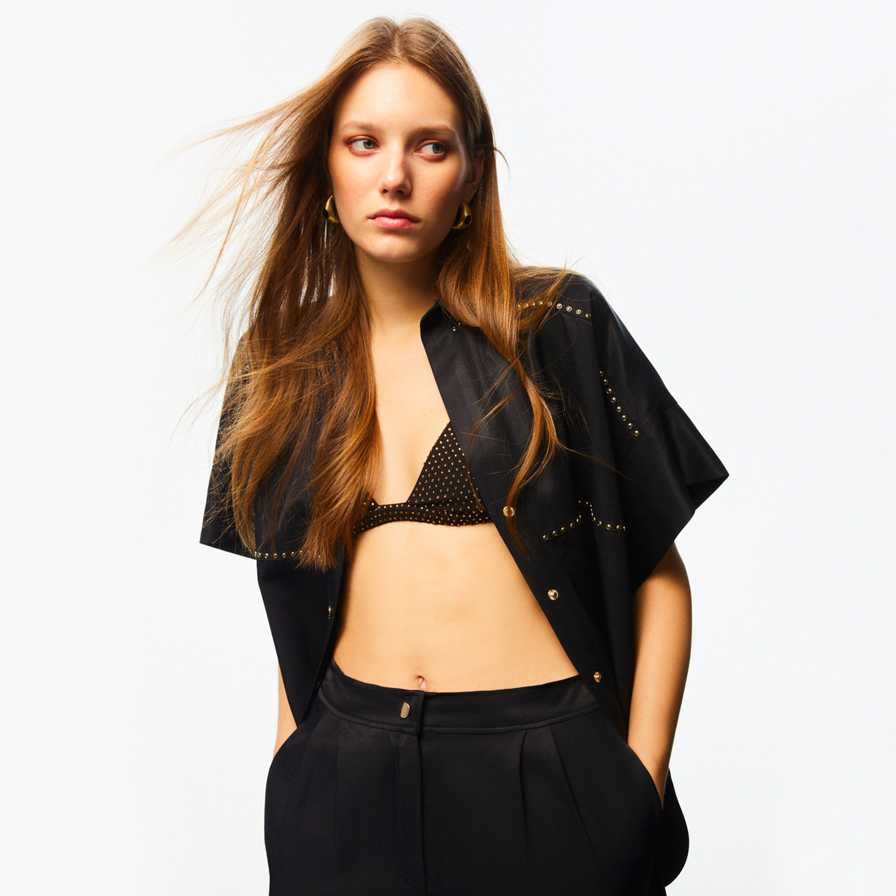Nocturne Collared Black Women's Shirt-women-clothing-shirtsandblouses-shirts-image-2