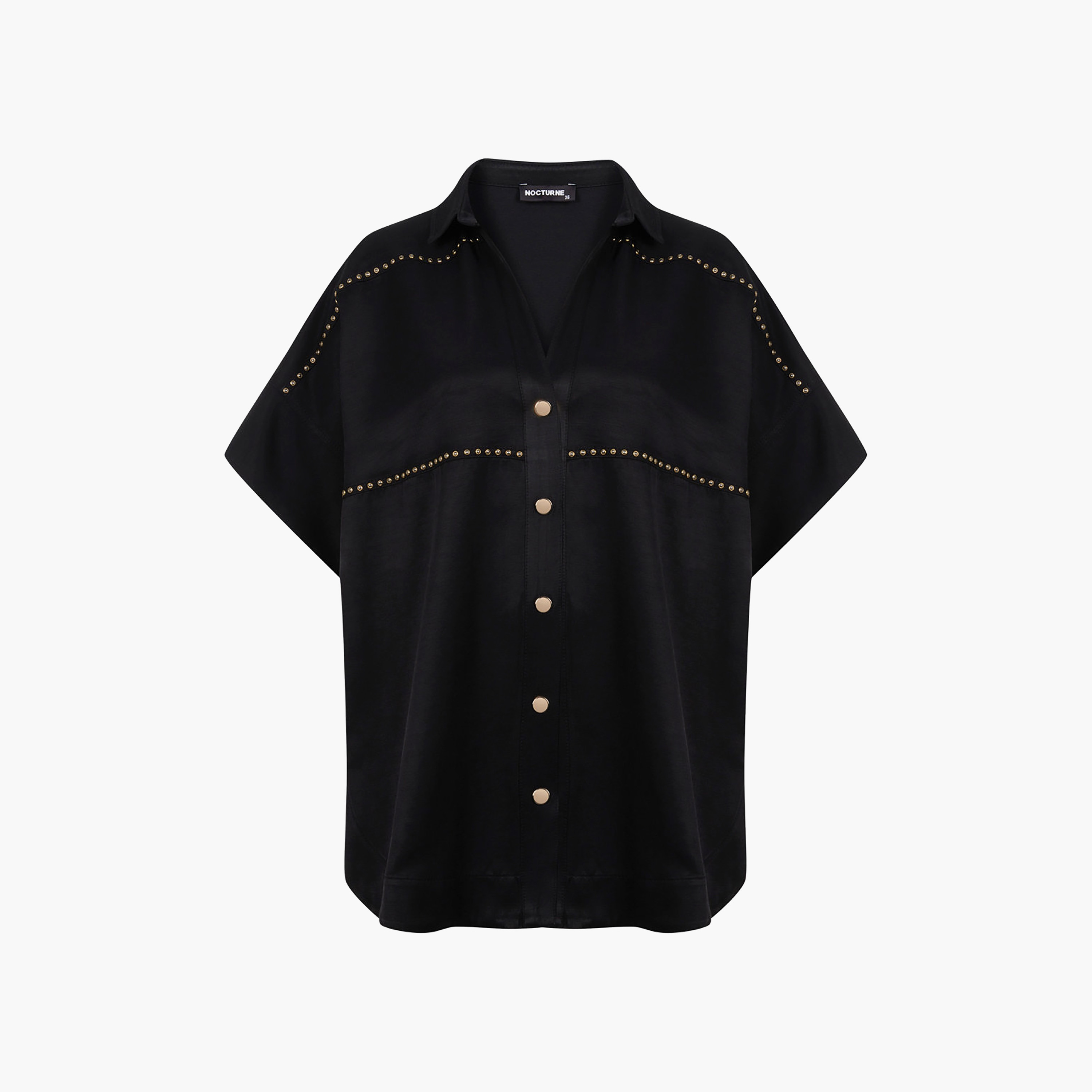 Nocturne Collared Black Women's Shirt-women-clothing-shirtsandblouses-shirts-image-4
