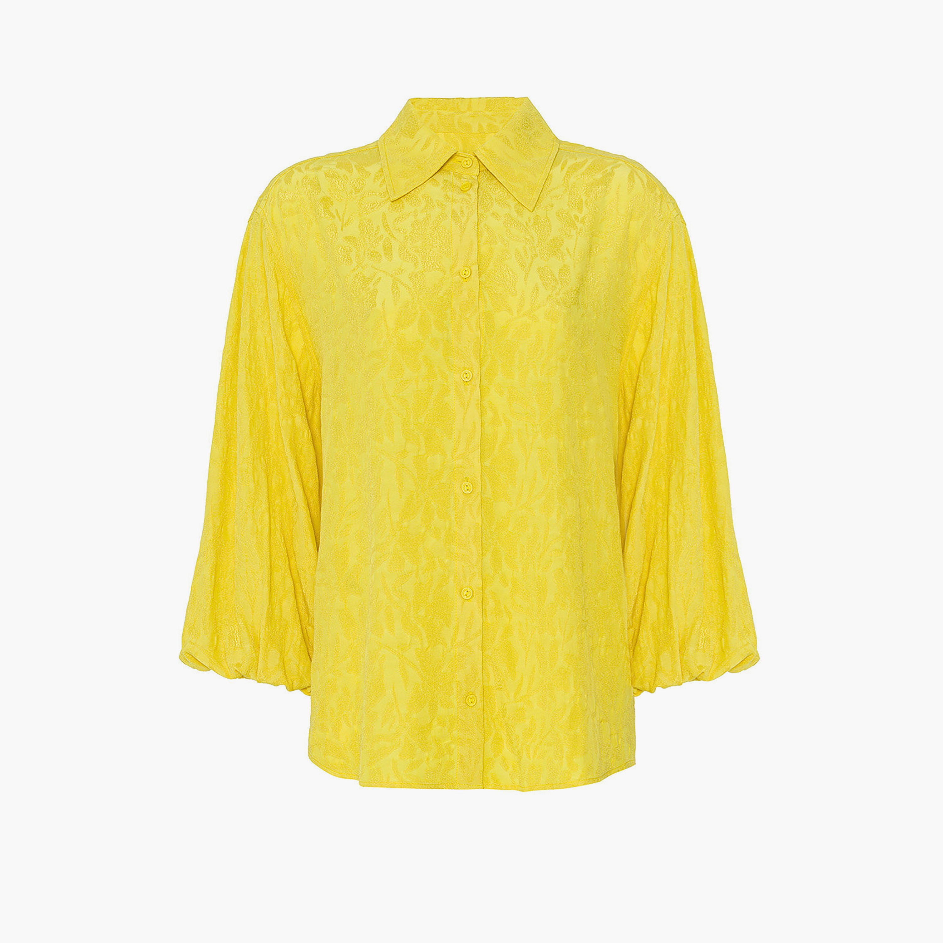 قميص نسائي أصفر من جاكار بياقة وأكمام منفوخة من نوكترن-women-clothing-shirtsandblouses-shirts-image-6
