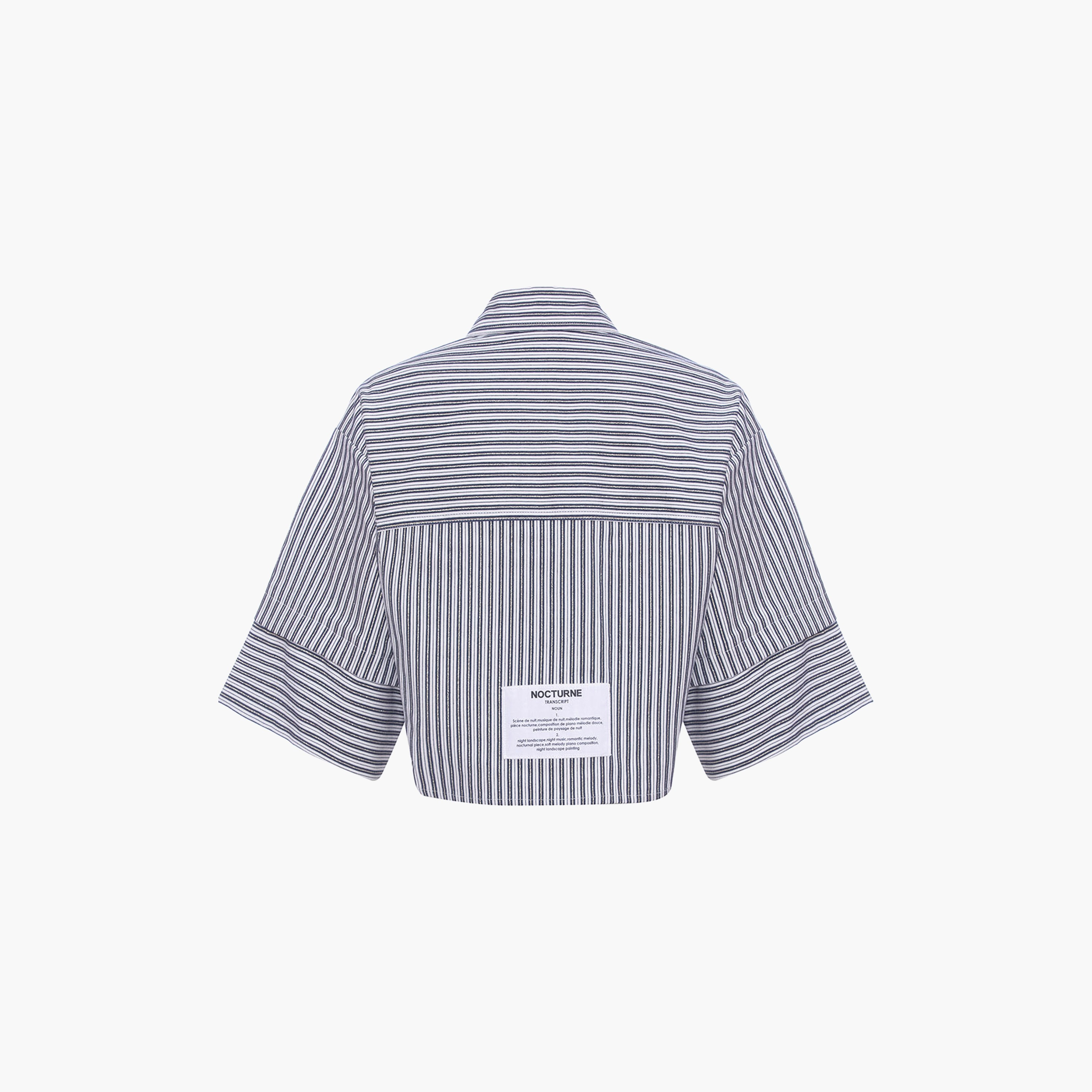 Nocturne Stripes Collared Multicolour Women's Cropped Shirt-women-clothing-shirtsandblouses-shirts-image-2