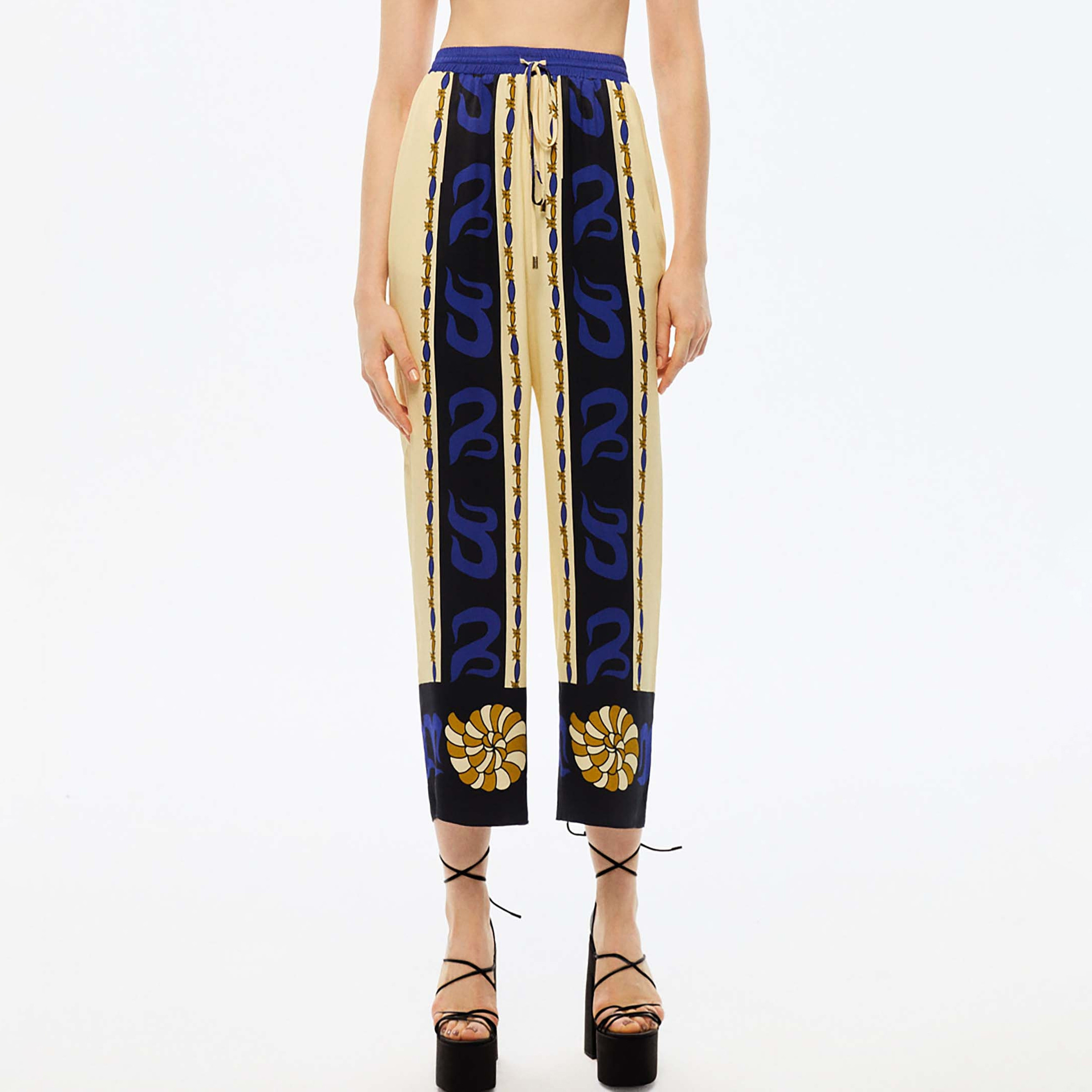 Nocturne Multicolour Cuffed Wide Leg Women's Trousers-women-clothing-bottoms-trousers-image-1