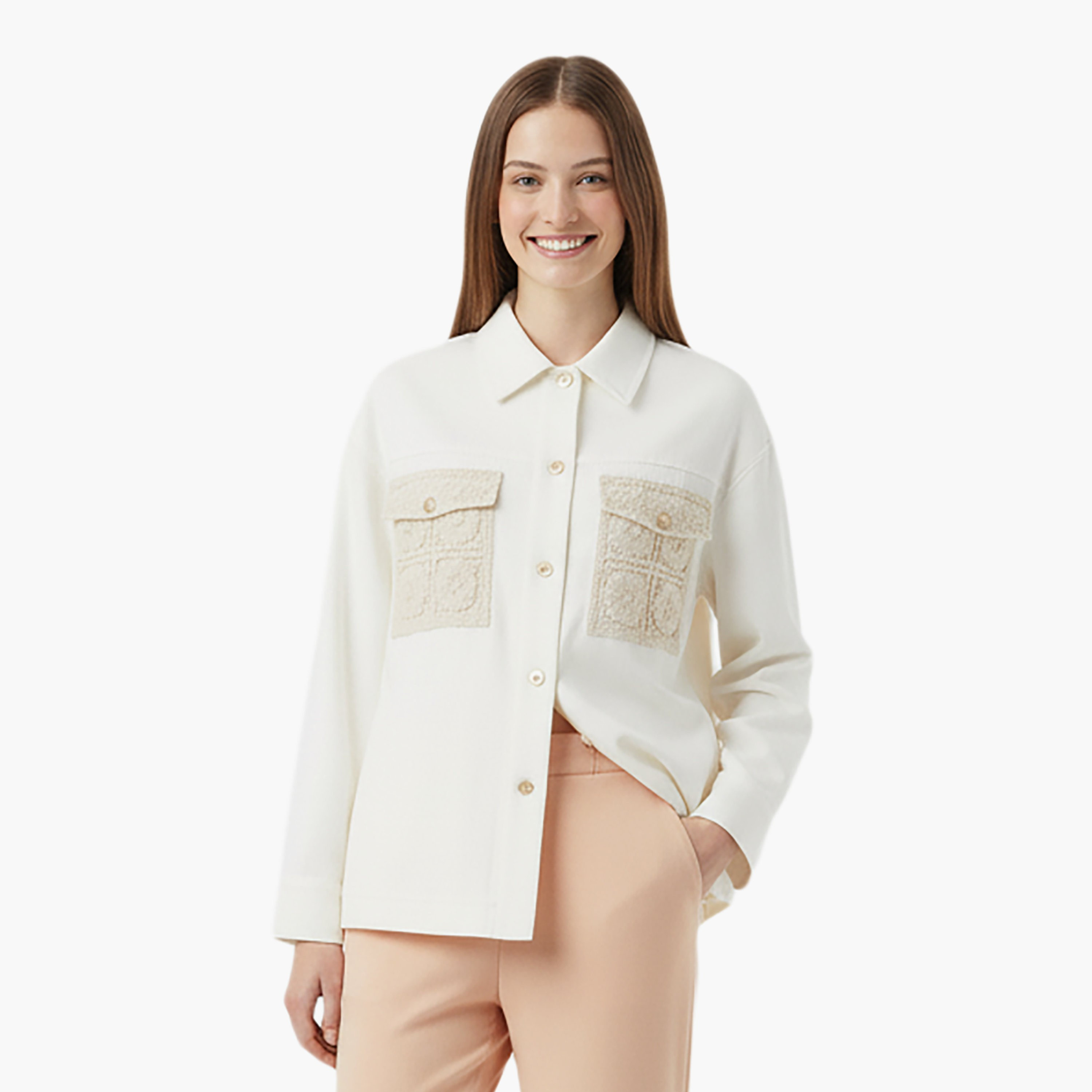 جاكيت نسائي طويل أبيض من الكتان بياقة من الكروشيه من نوكترن-women-winterwear-coatsandjackets-jackets-image-1
