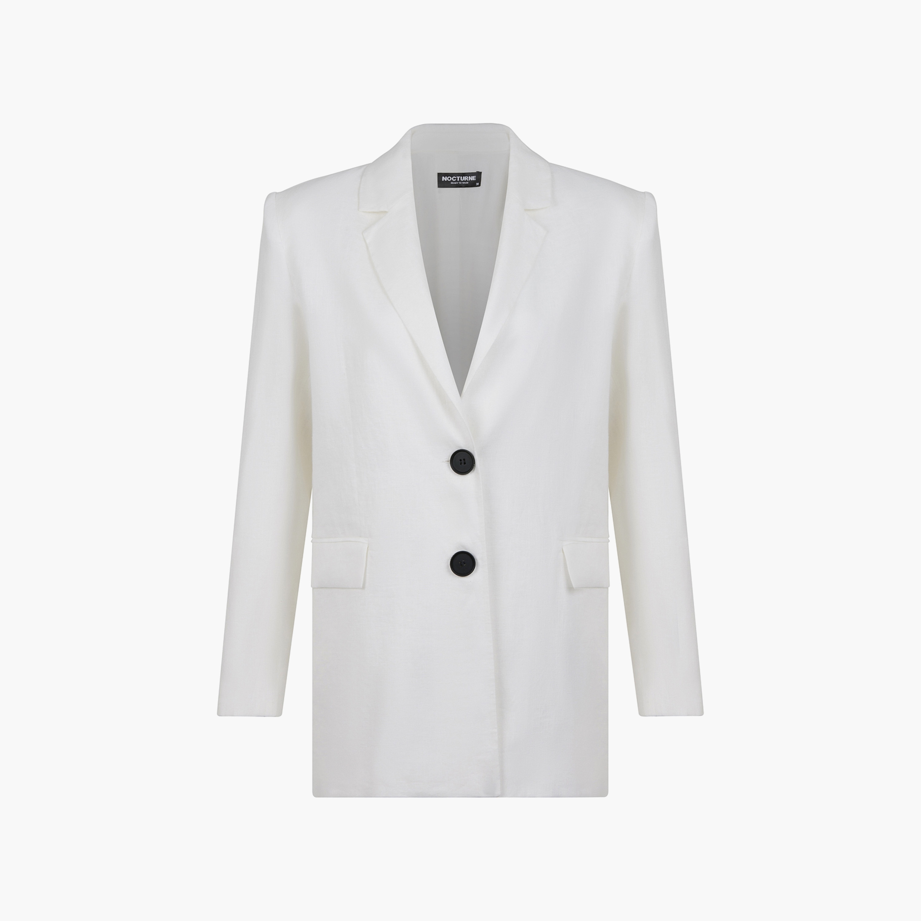 بليزر نسائي أبيض بياقة مدببة من نوكتيرن-women-clothing-coatsandjackets-blazers-image-3