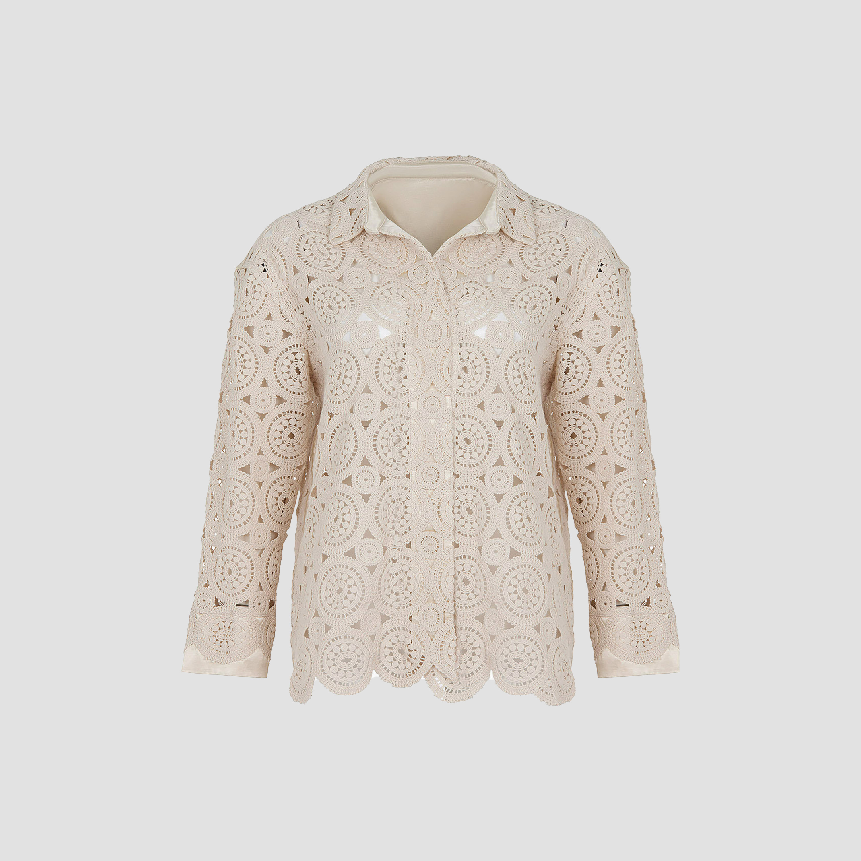 سترة نسائية كريمية بياقة كروشيه من نوكترن-women-winterwear-coatsandjackets-jackets-image-4